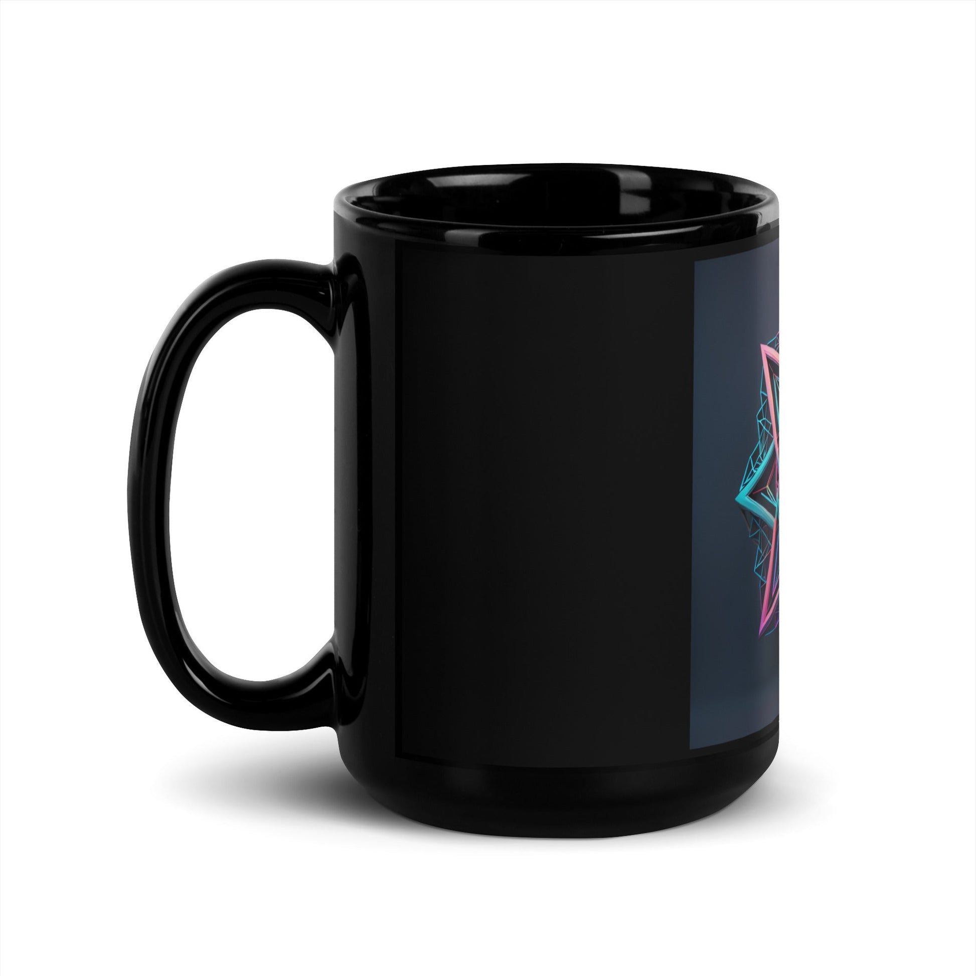Futuristic Shine| Star of David | Black Glossy Mug