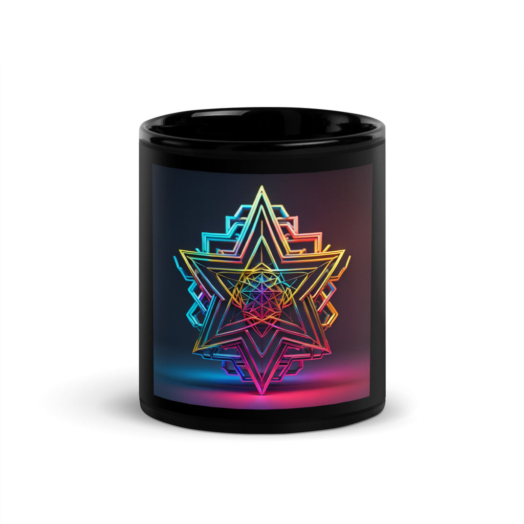 Futuristic Shine| Star of David | Black Glossy Mug