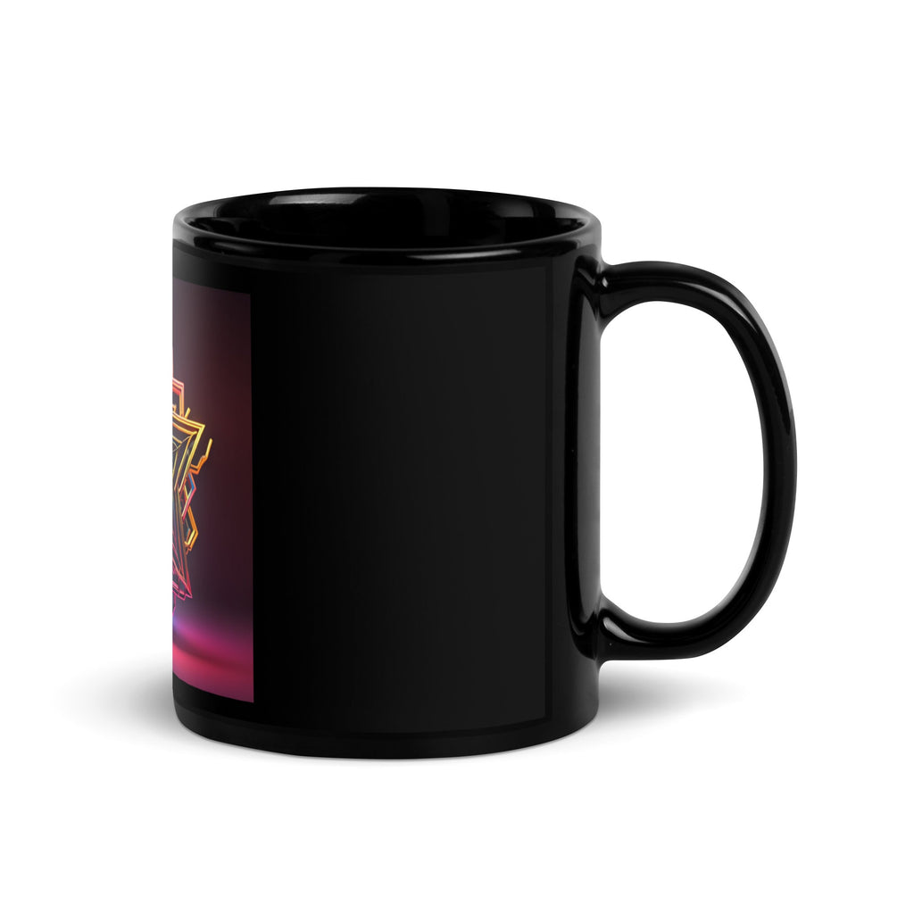 Futuristic Shine| Star of David | Black Glossy Mug