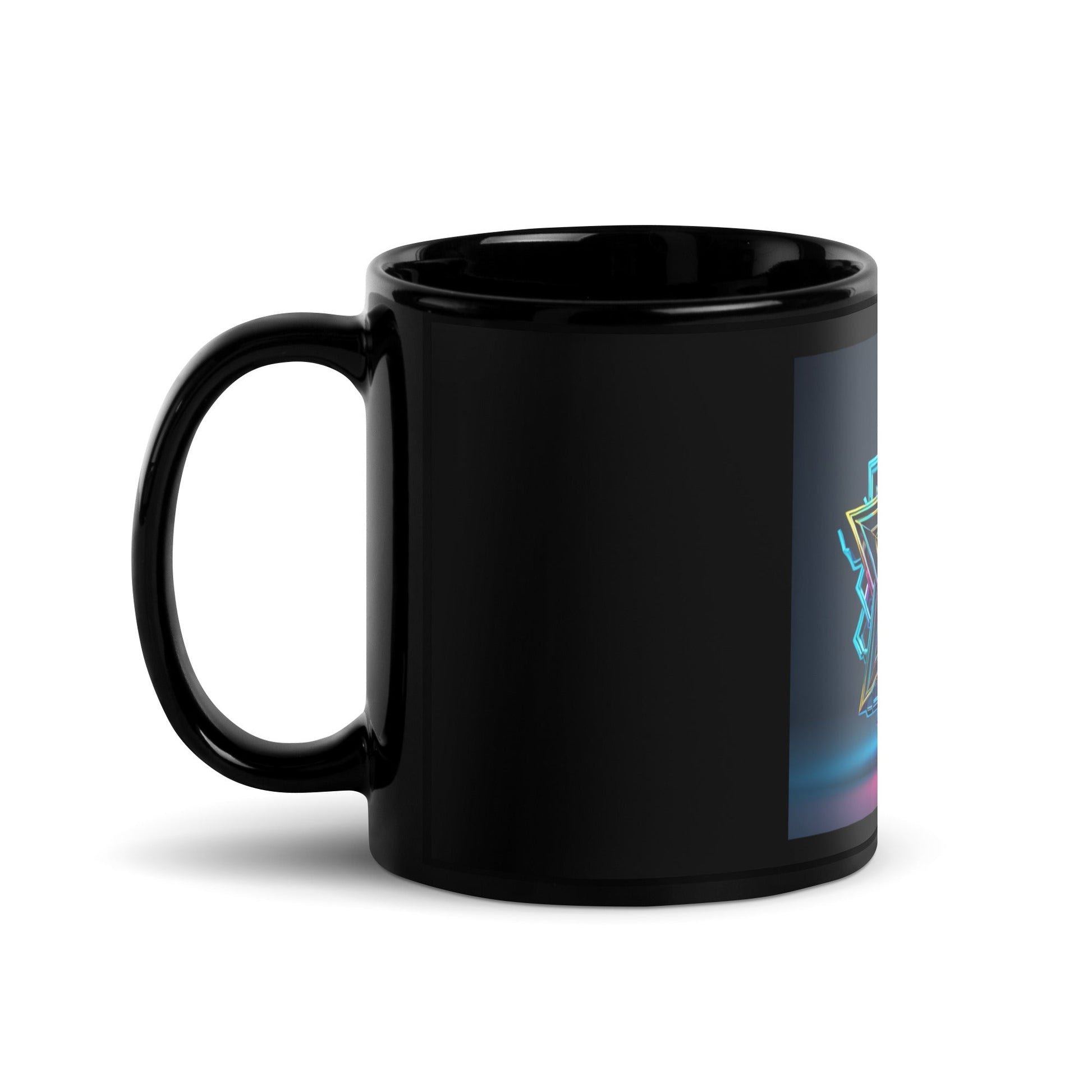 Futuristic Shine| Star of David | Black Glossy Mug