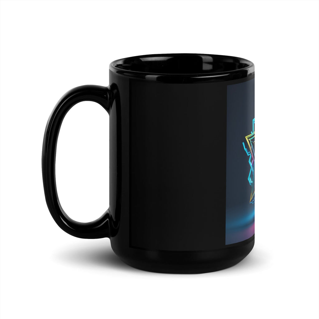 Futuristic Shine| Star of David | Black Glossy Mug