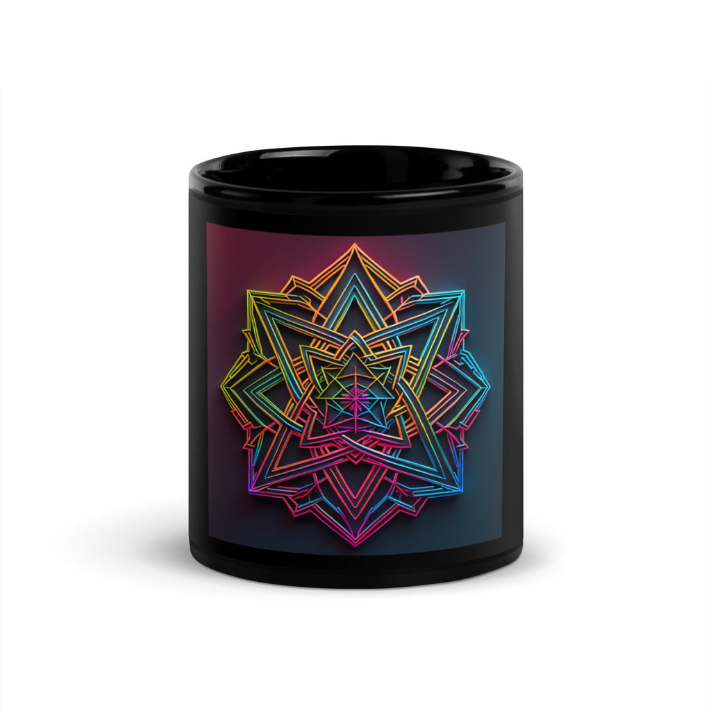 Futuristic Shine| Star of David | Black Glossy Mug