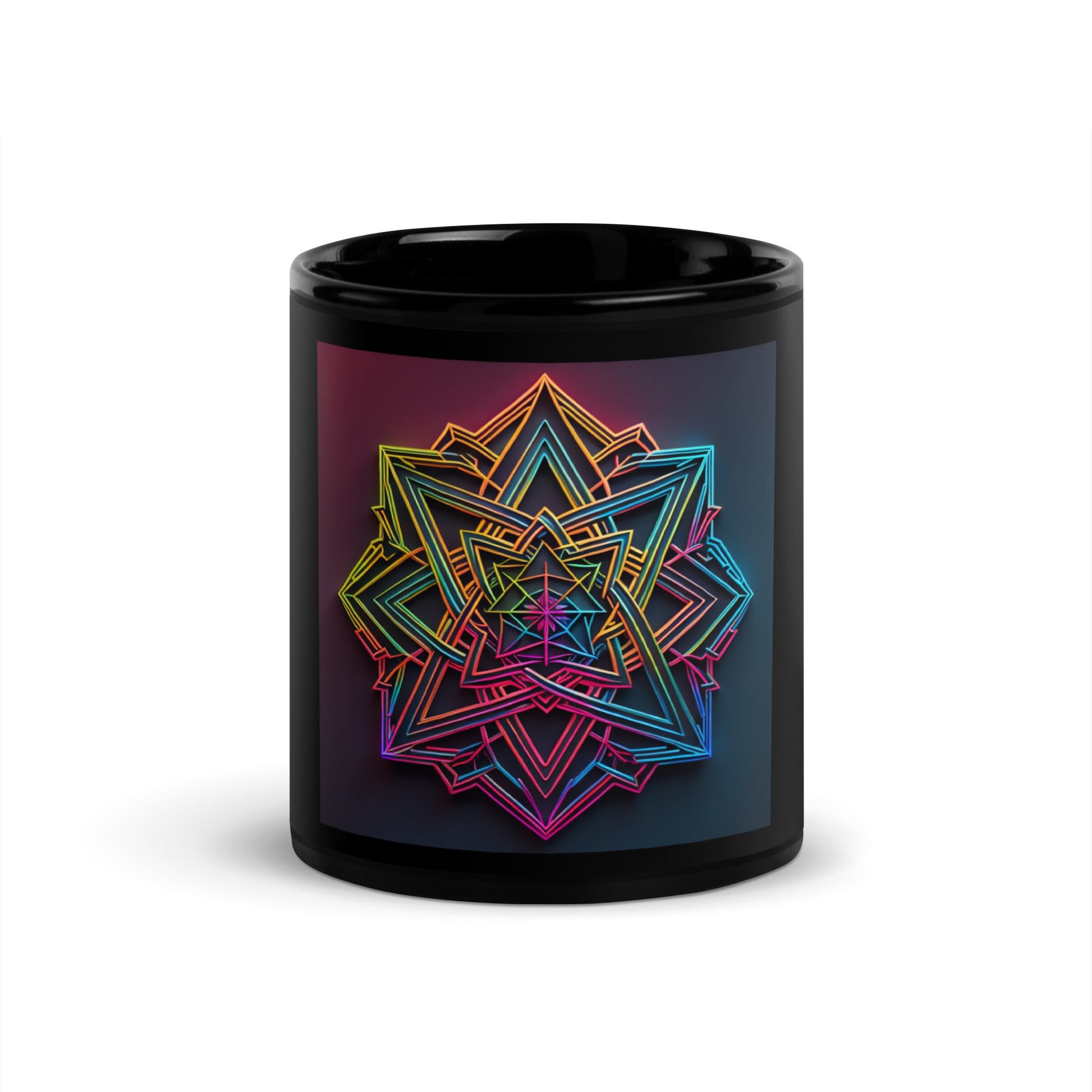 Futuristic Shine| Star of David | Black Glossy Mug