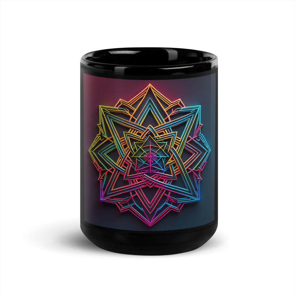 Futuristic Shine| Star of David | Black Glossy Mug