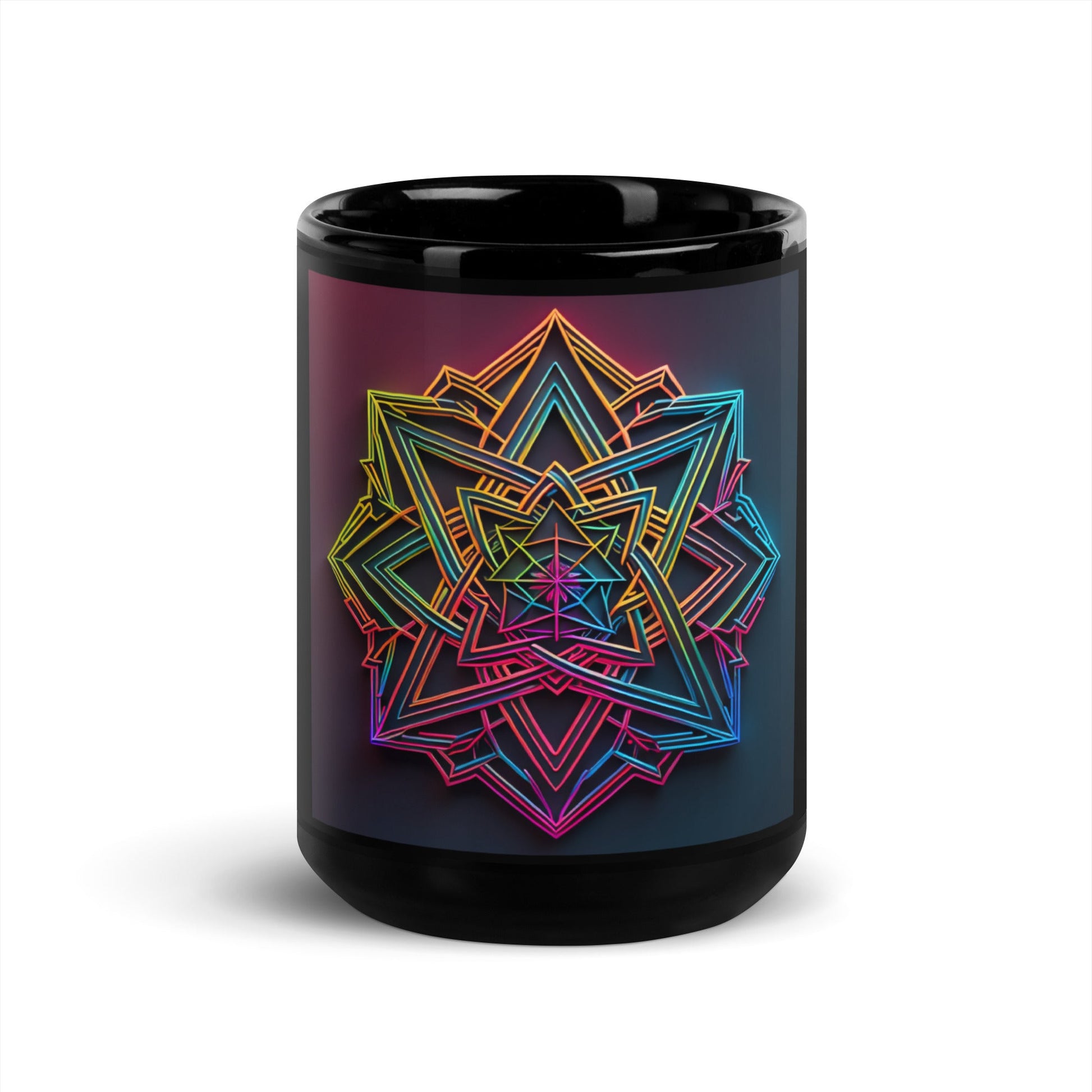 Futuristic Shine| Star of David | Black Glossy Mug