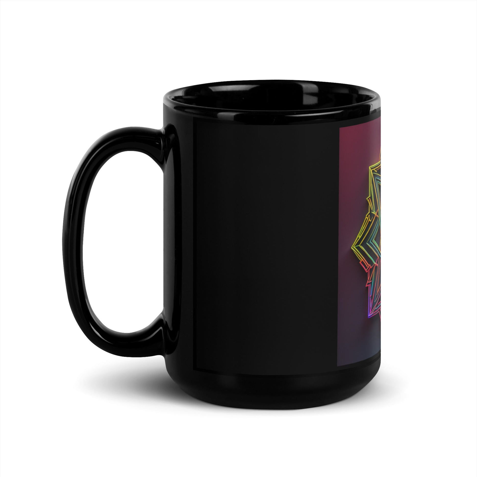 Futuristic Shine| Star of David | Black Glossy Mug