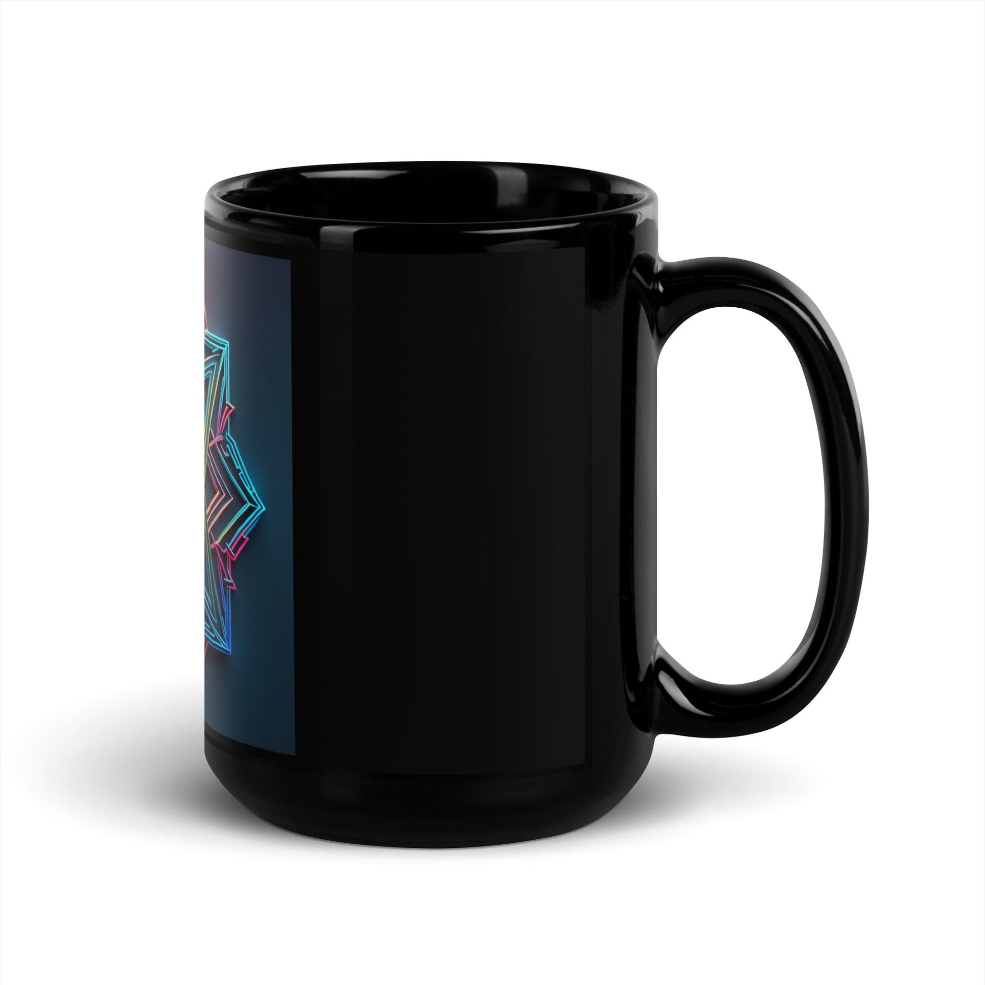 Futuristic Shine| Star of David | Black Glossy Mug