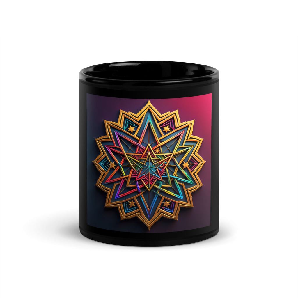 Futuristic Shine| Star of David | Black Glossy Mug