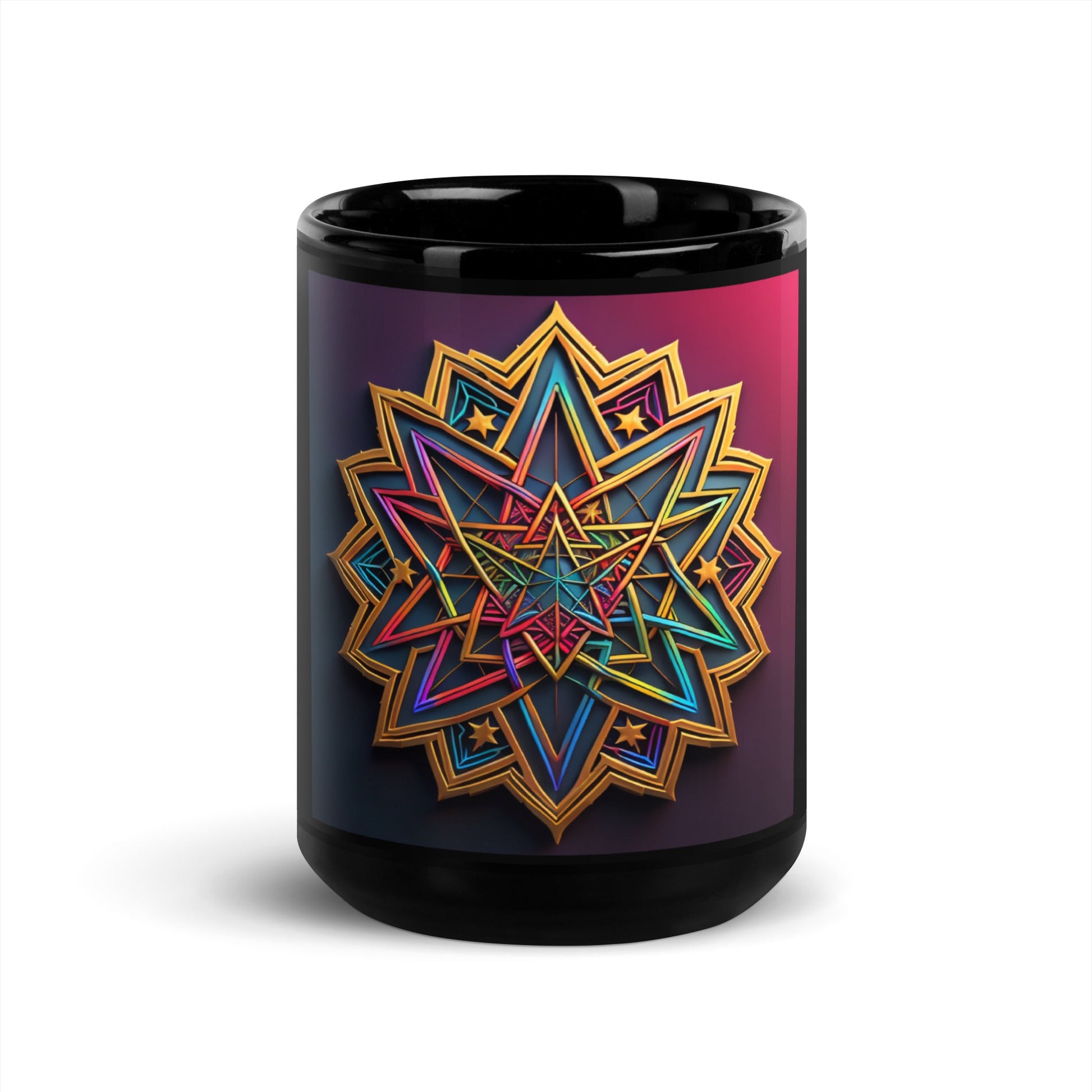 Futuristic Shine| Star of David | Black Glossy Mug
