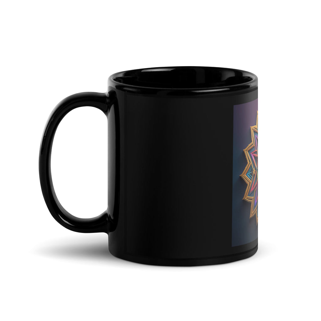 Futuristic Shine| Star of David | Black Glossy Mug