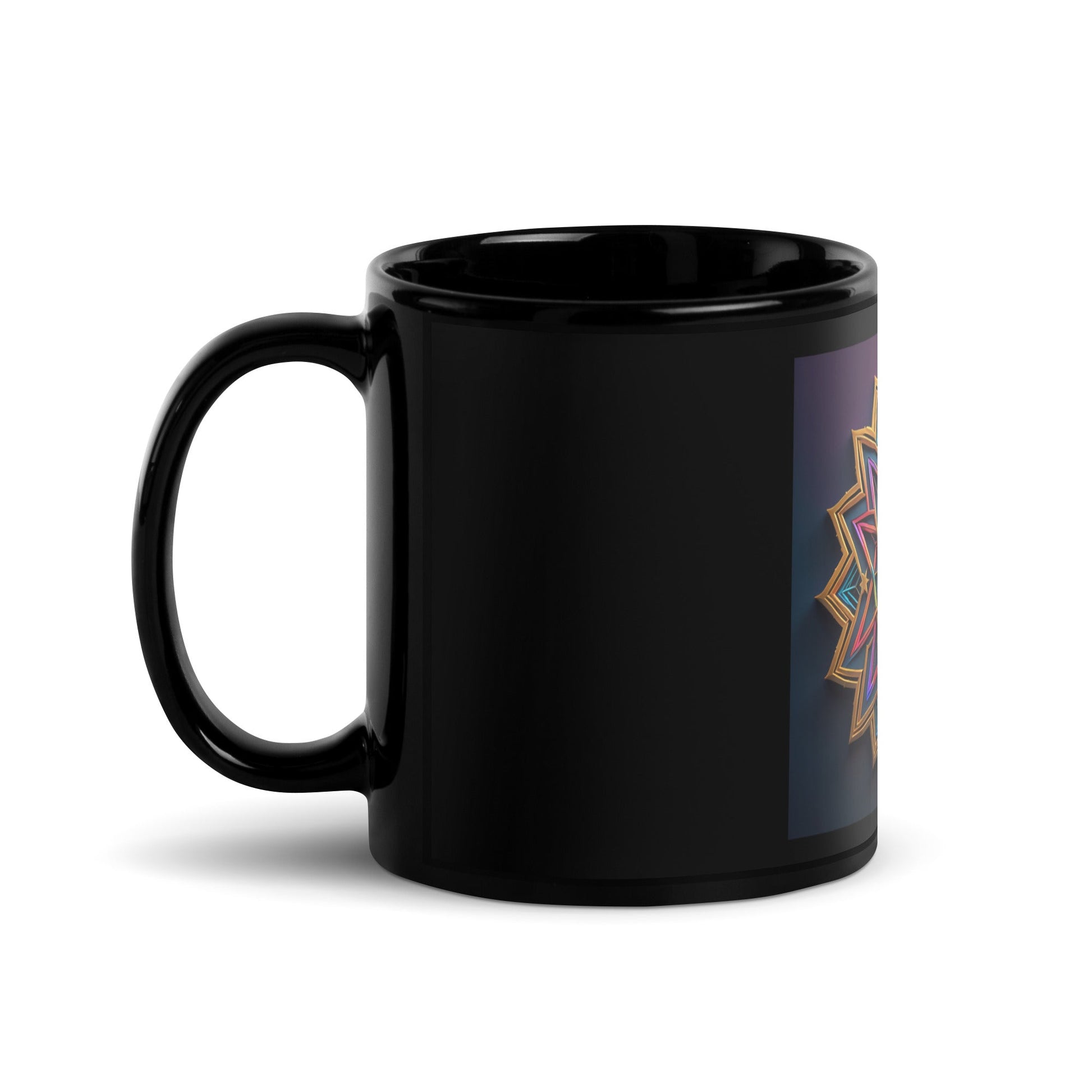 Futuristic Shine| Star of David | Black Glossy Mug