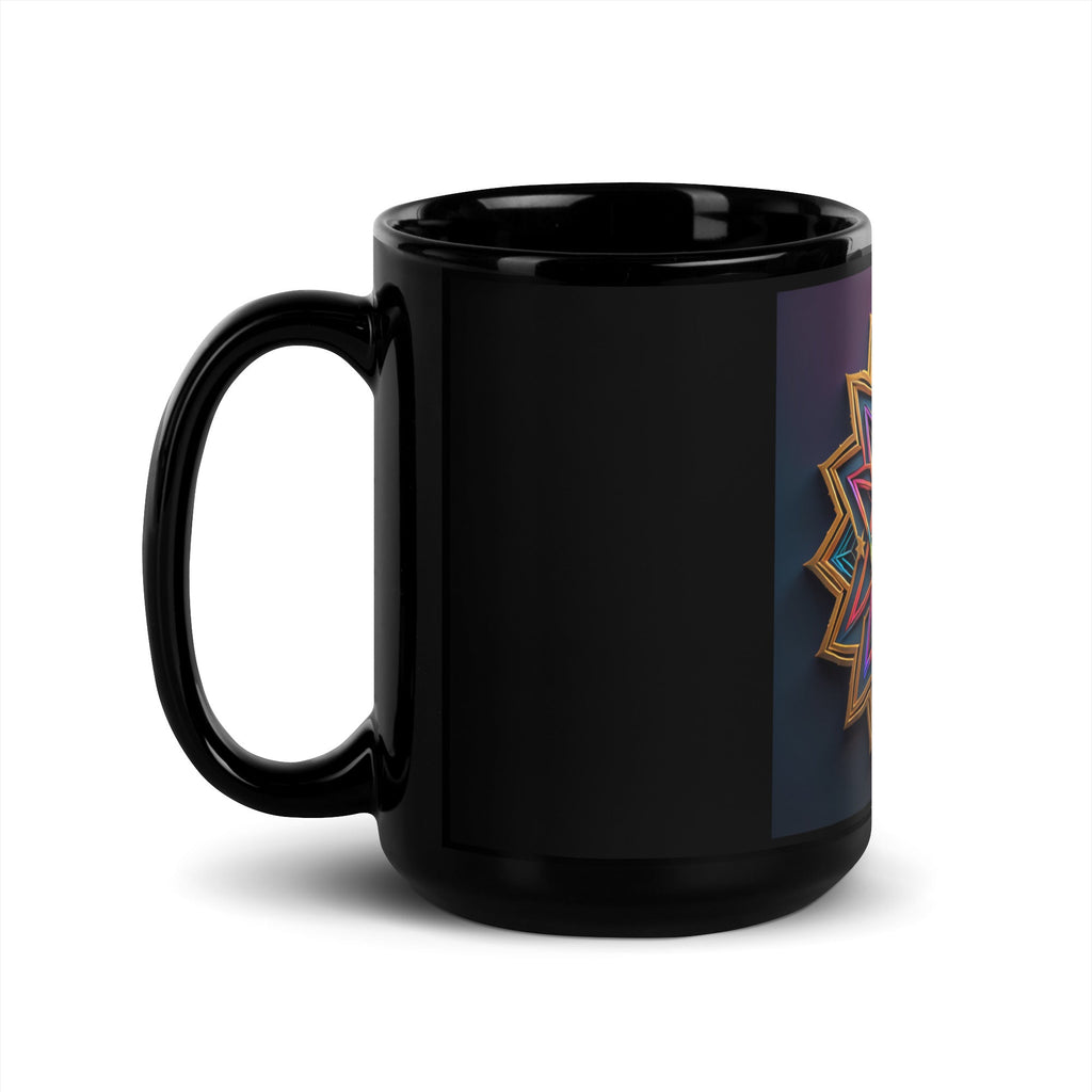 Futuristic Shine| Star of David | Black Glossy Mug