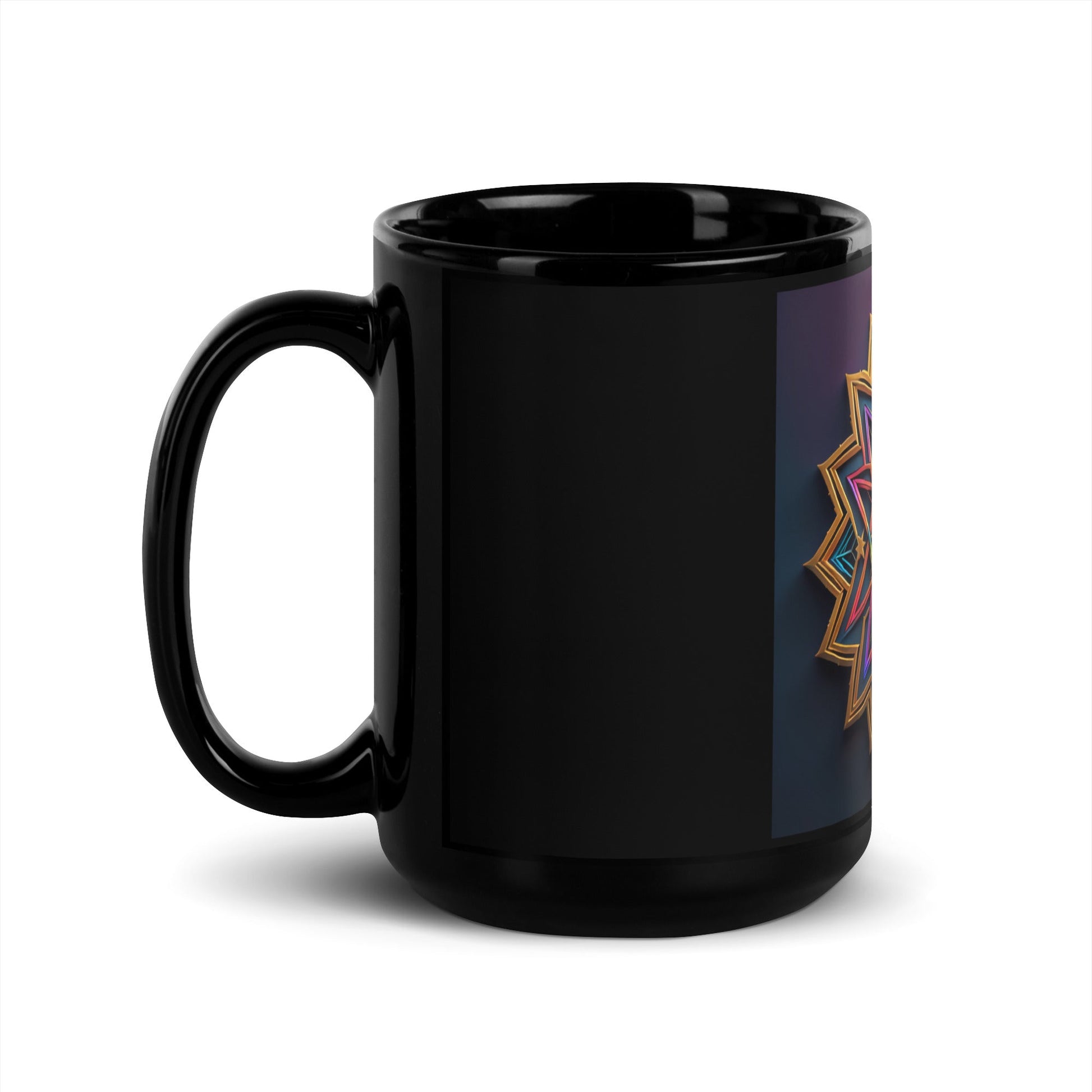 Futuristic Shine| Star of David | Black Glossy Mug