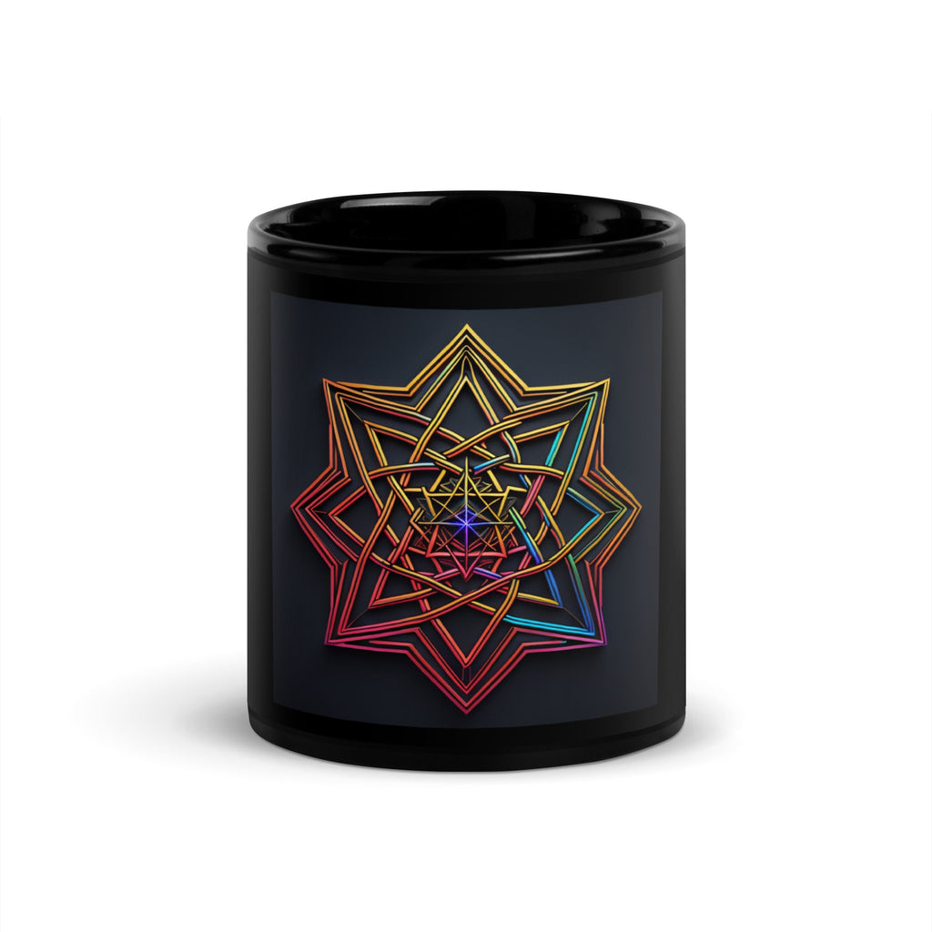 Futuristic Shine| Star of David | Black Glossy Mug