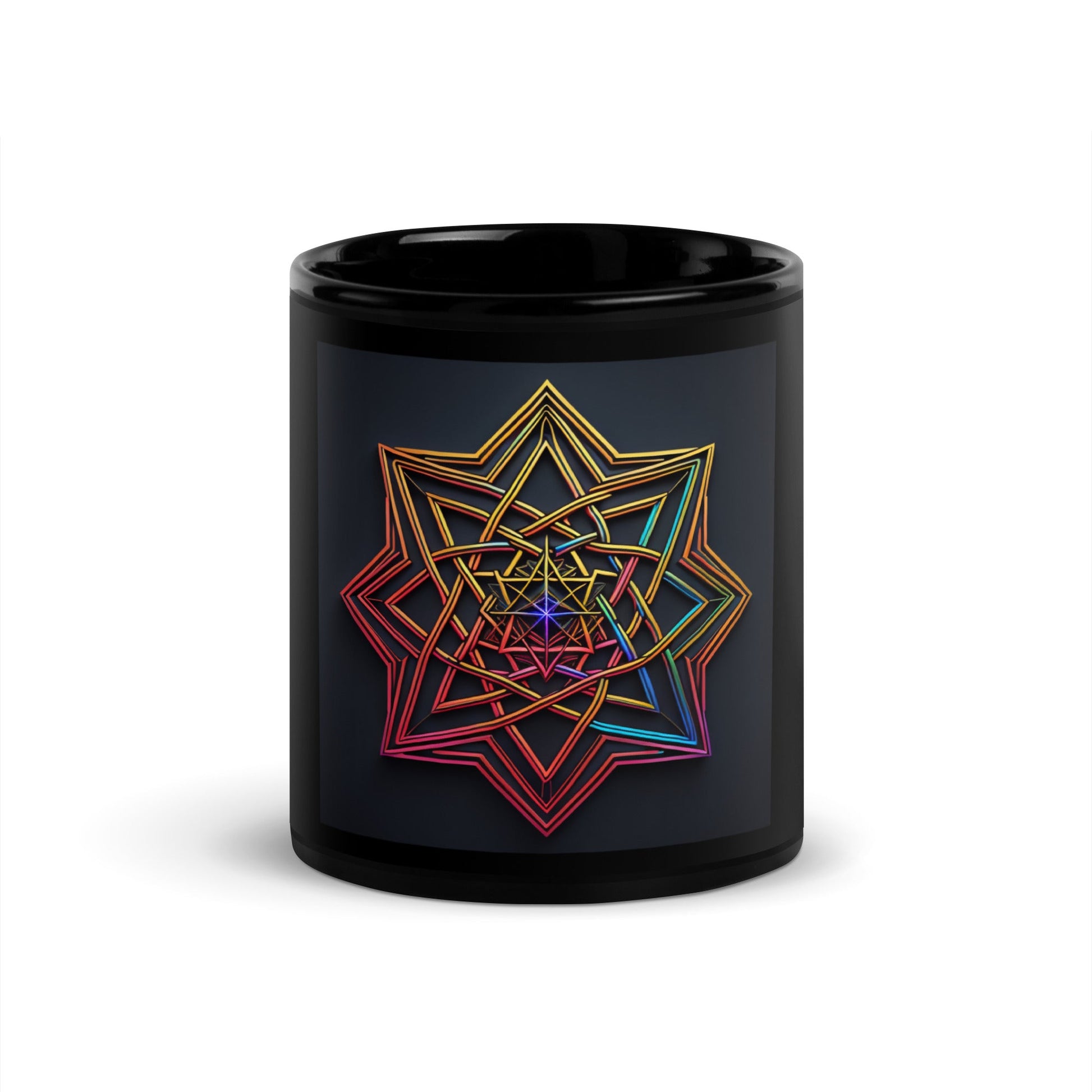 Futuristic Shine| Star of David | Black Glossy Mug