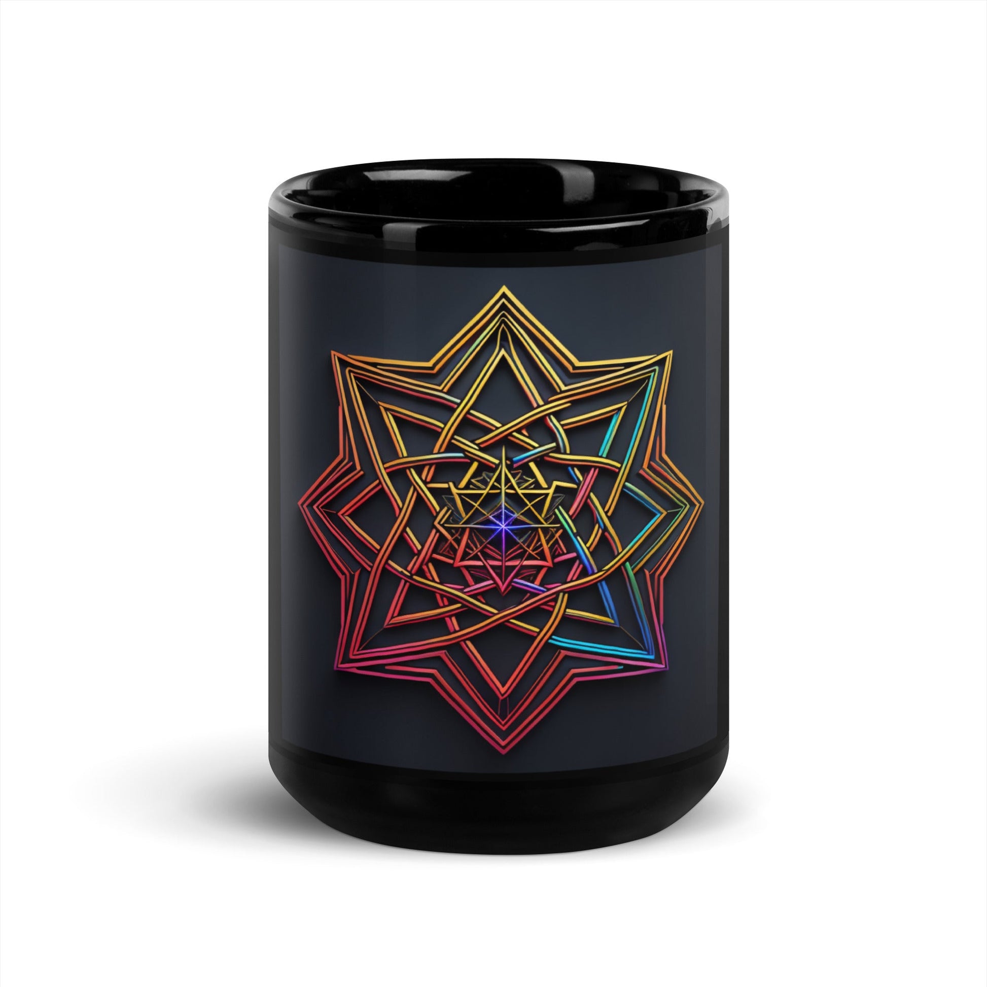 Futuristic Shine| Star of David | Black Glossy Mug