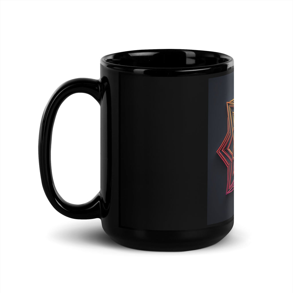 Futuristic Shine| Star of David | Black Glossy Mug