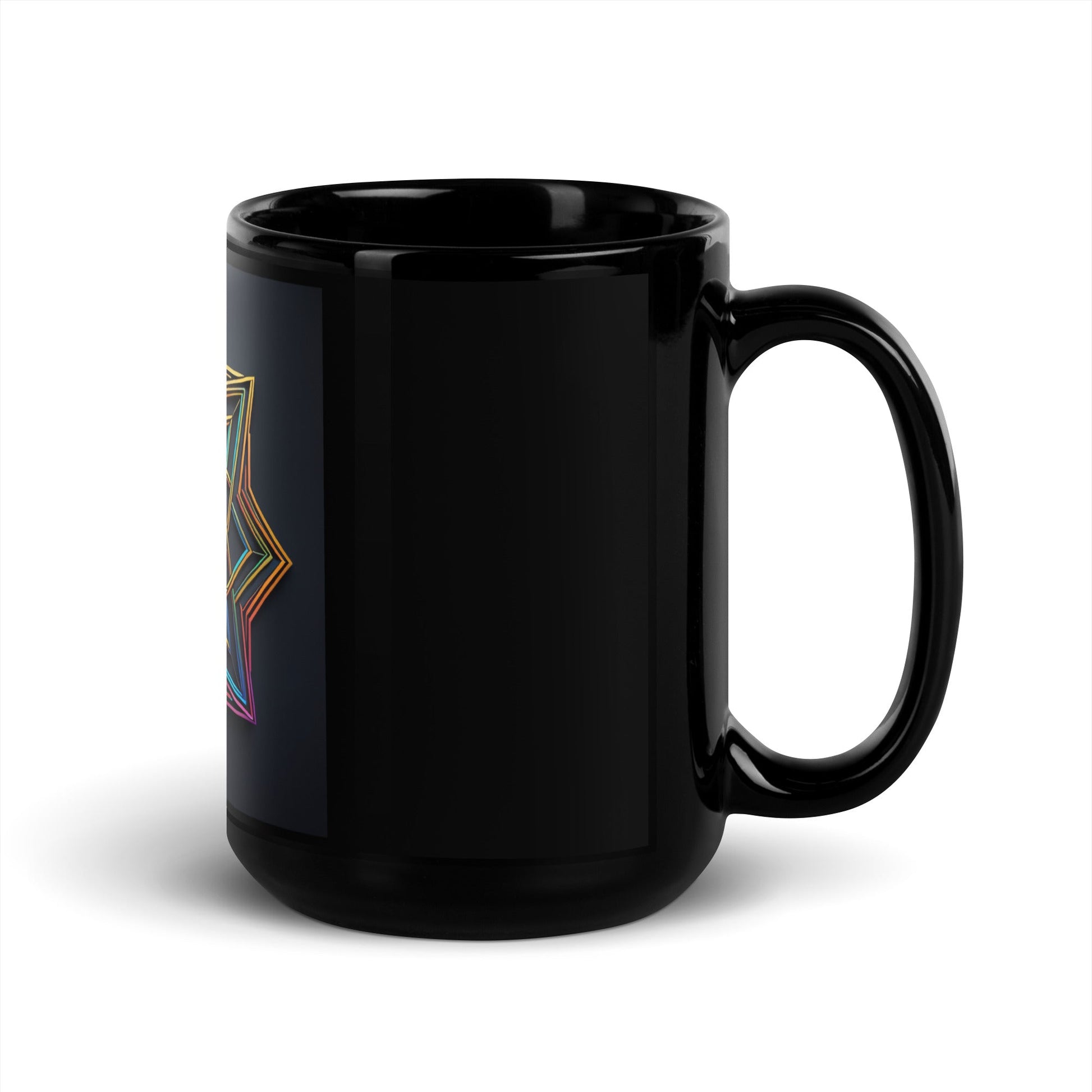 Futuristic Shine| Star of David | Black Glossy Mug