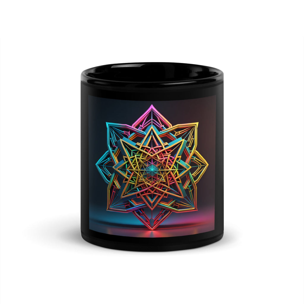 Futuristic Shine| Star of David | Black Glossy Mug
