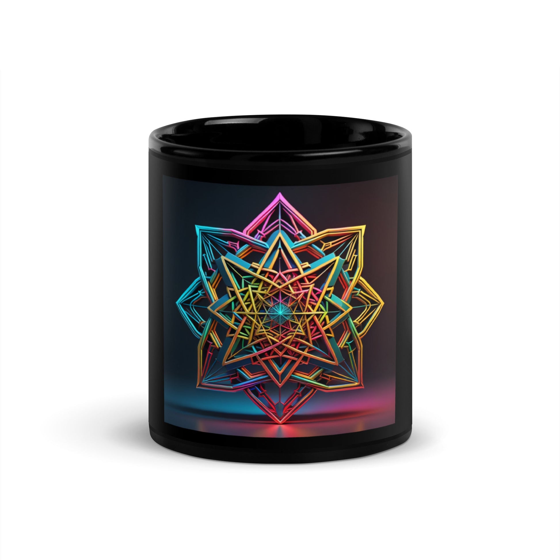 Futuristic Shine| Star of David | Black Glossy Mug