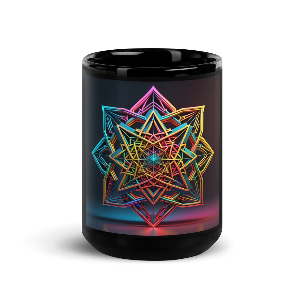 Futuristic Shine| Star of David | Black Glossy Mug