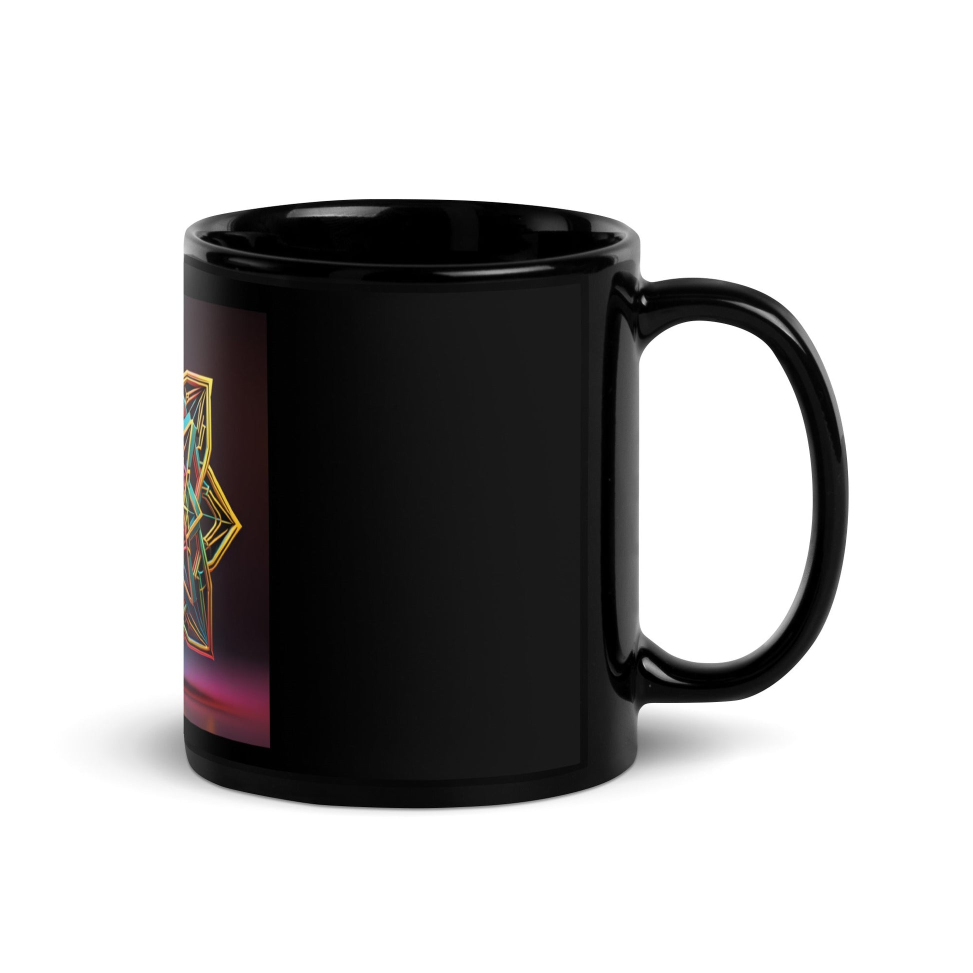Futuristic Shine| Star of David | Black Glossy Mug