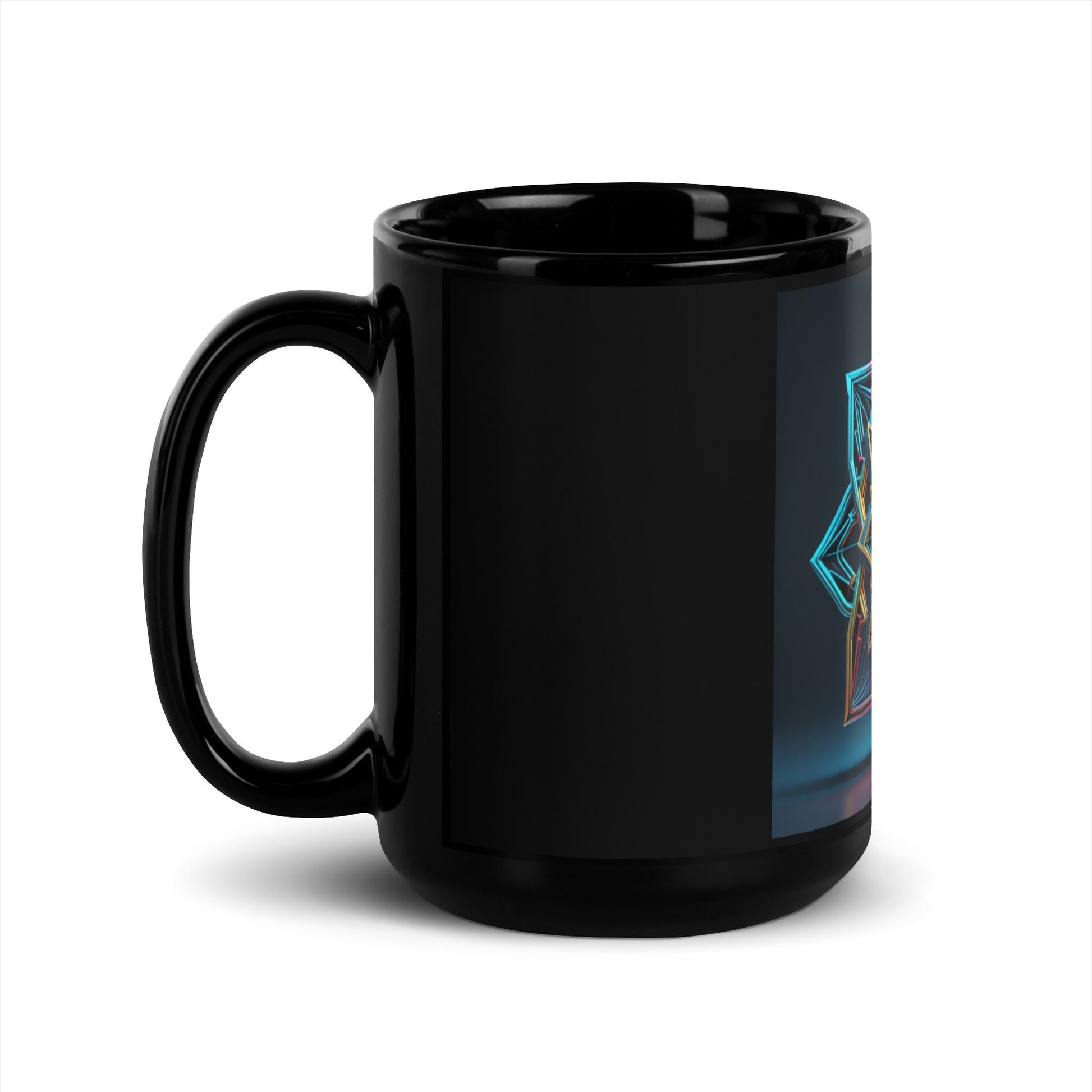 Futuristic Shine| Star of David | Black Glossy Mug