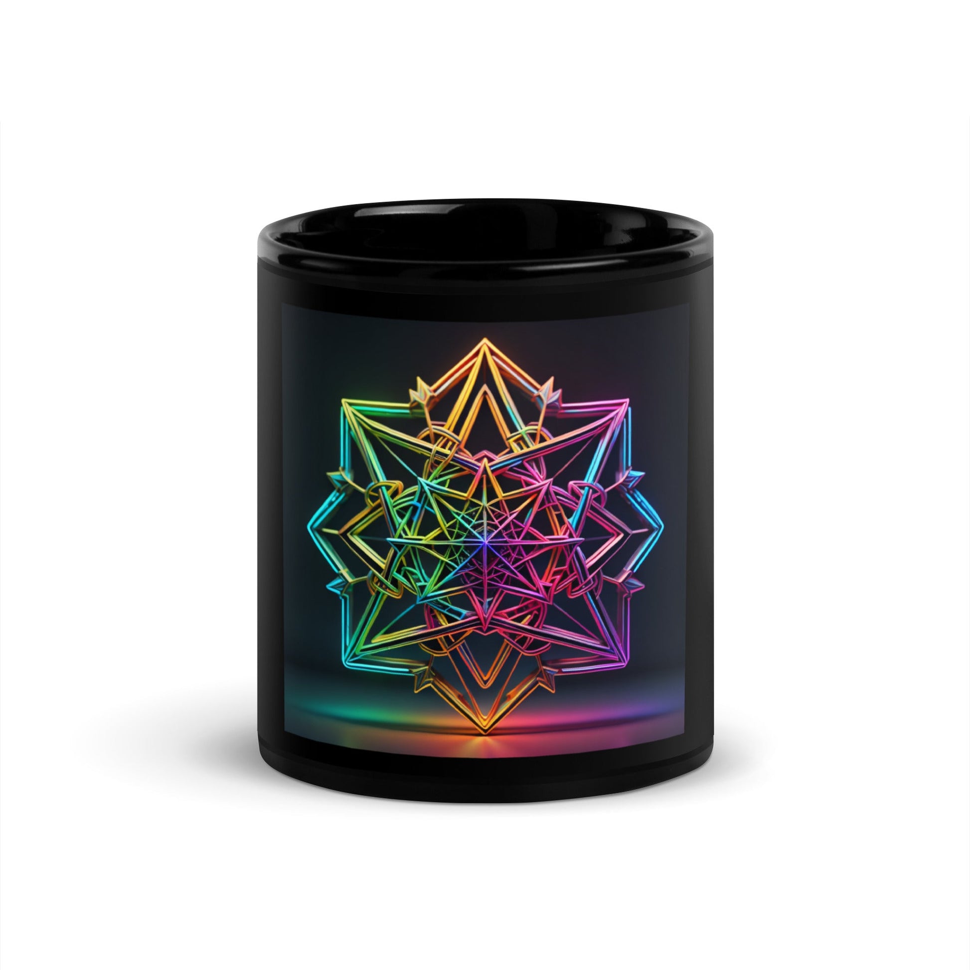 Futuristic Shine| Star of David | Black Glossy Mug