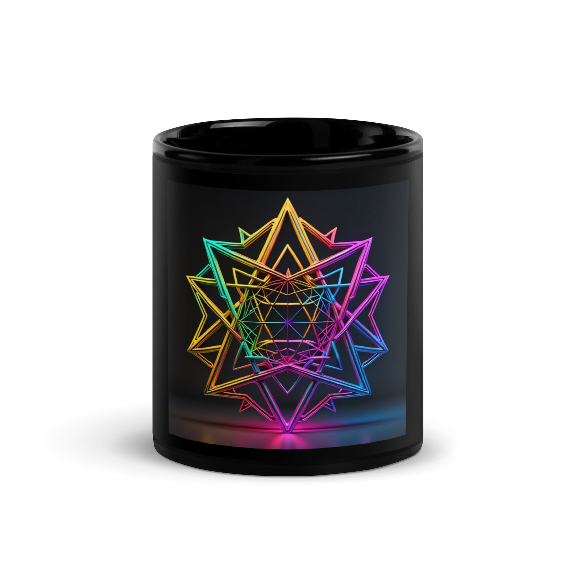 Futuristic Shine| Star of David | Black Glossy Mug
