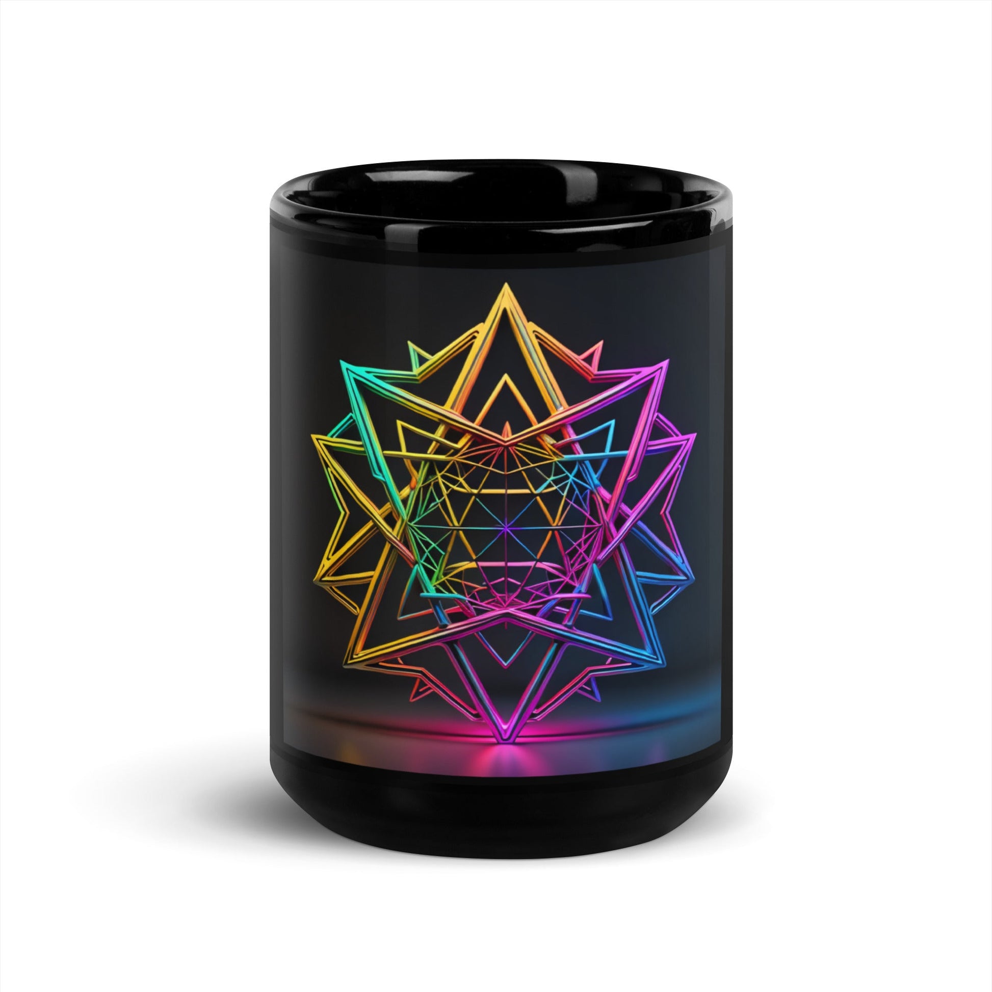 Futuristic Shine| Star of David | Black Glossy Mug