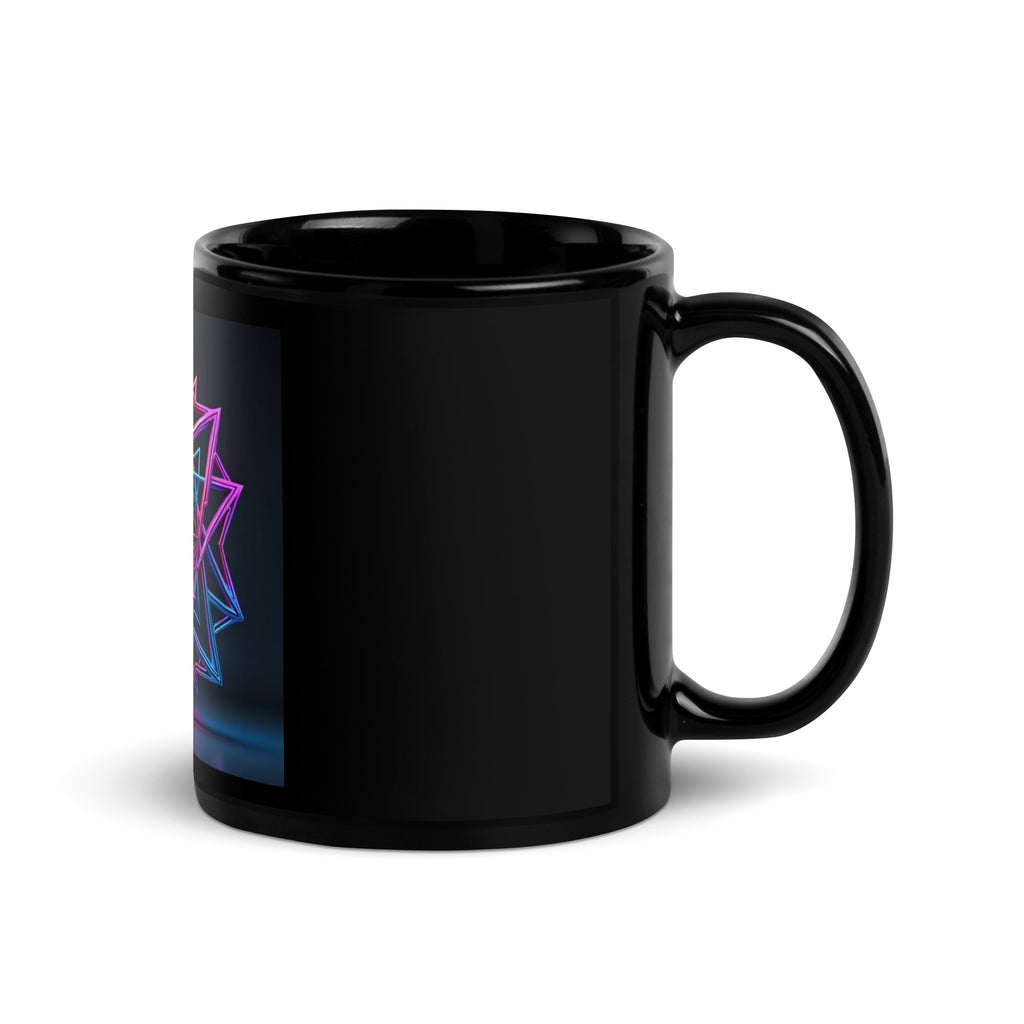 Futuristic Shine| Star of David | Black Glossy Mug
