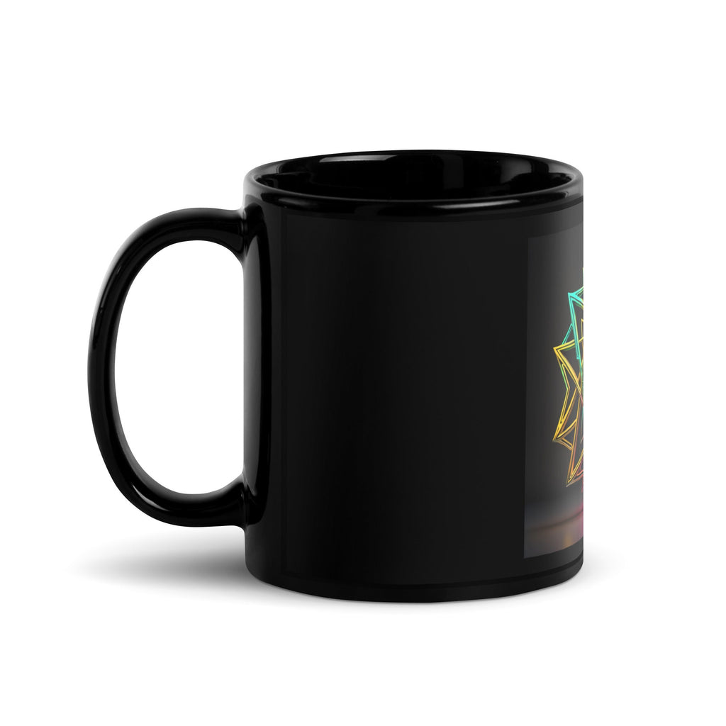 Futuristic Shine| Star of David | Black Glossy Mug