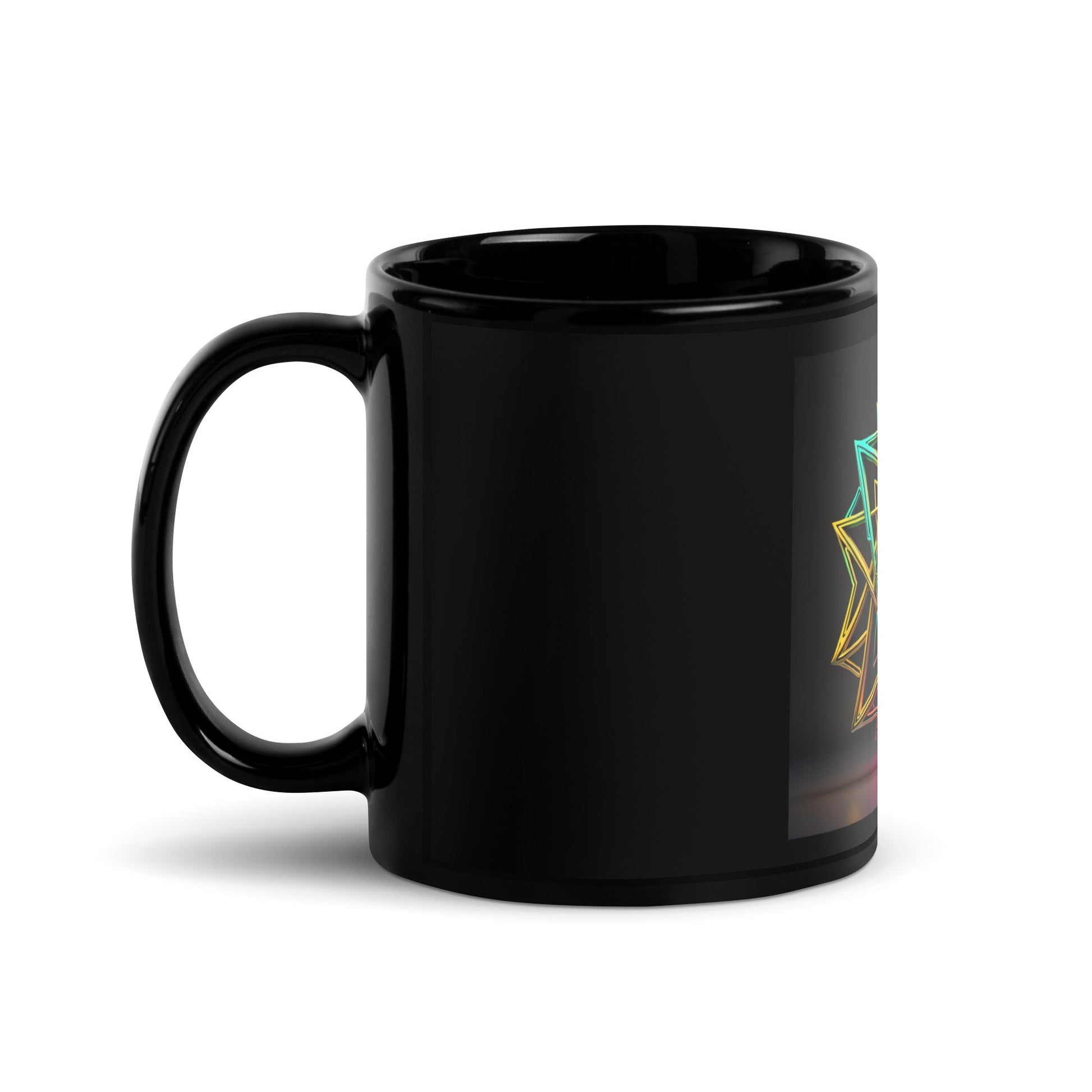 Futuristic Shine| Star of David | Black Glossy Mug