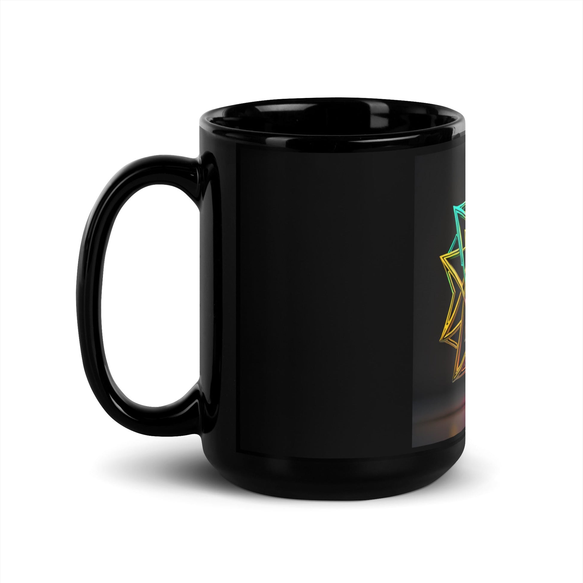 Futuristic Shine| Star of David | Black Glossy Mug