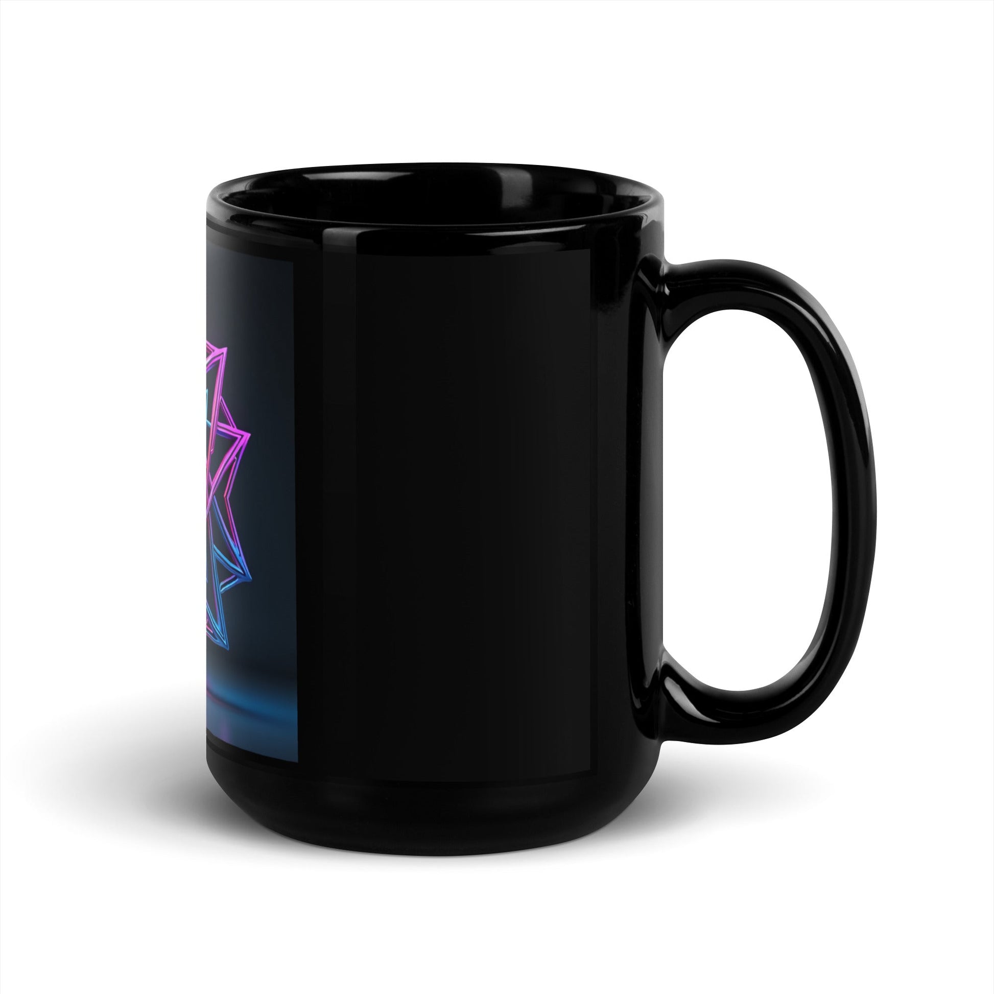 Futuristic Shine| Star of David | Black Glossy Mug