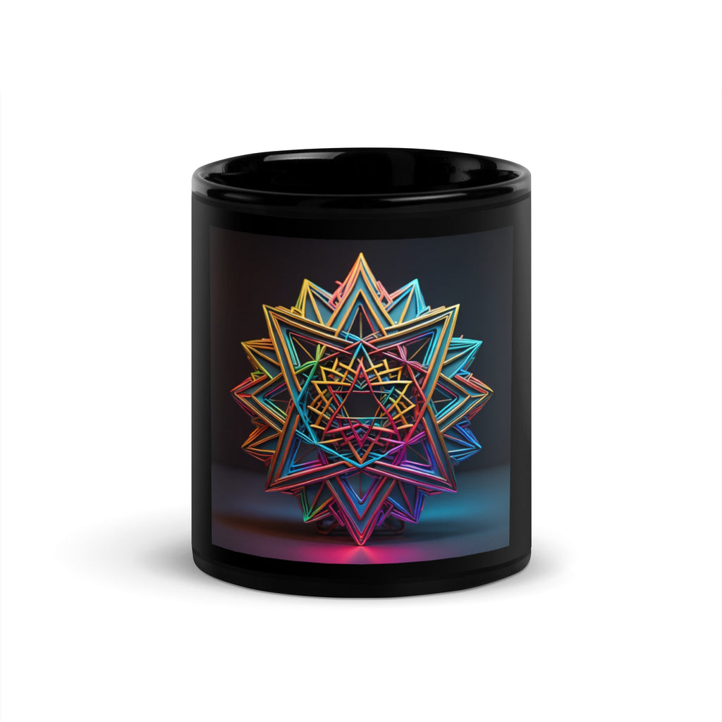 Futuristic Shine| Star of David | Black Glossy Mug