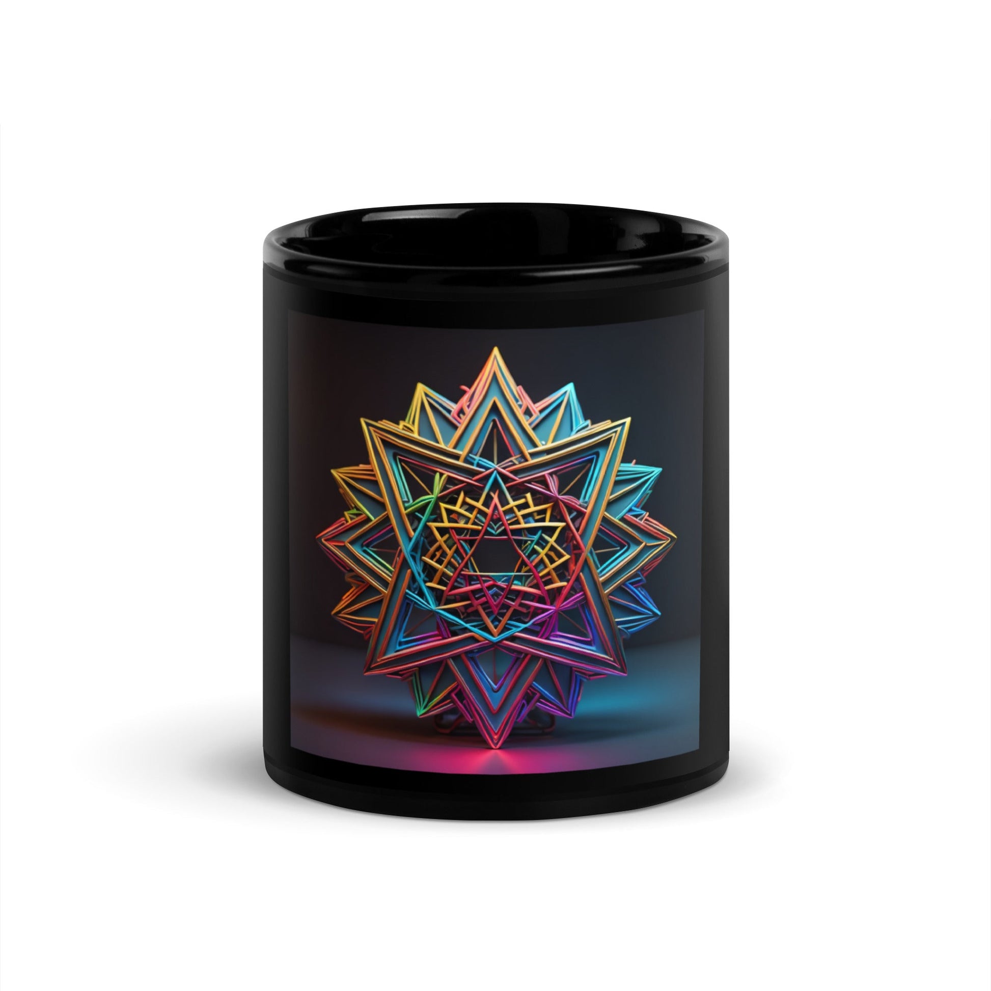 Futuristic Shine| Star of David | Black Glossy Mug