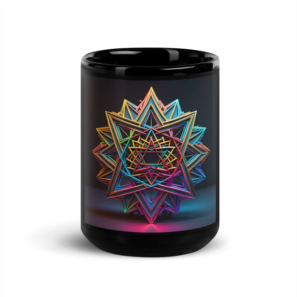 Futuristic Shine| Star of David | Black Glossy Mug