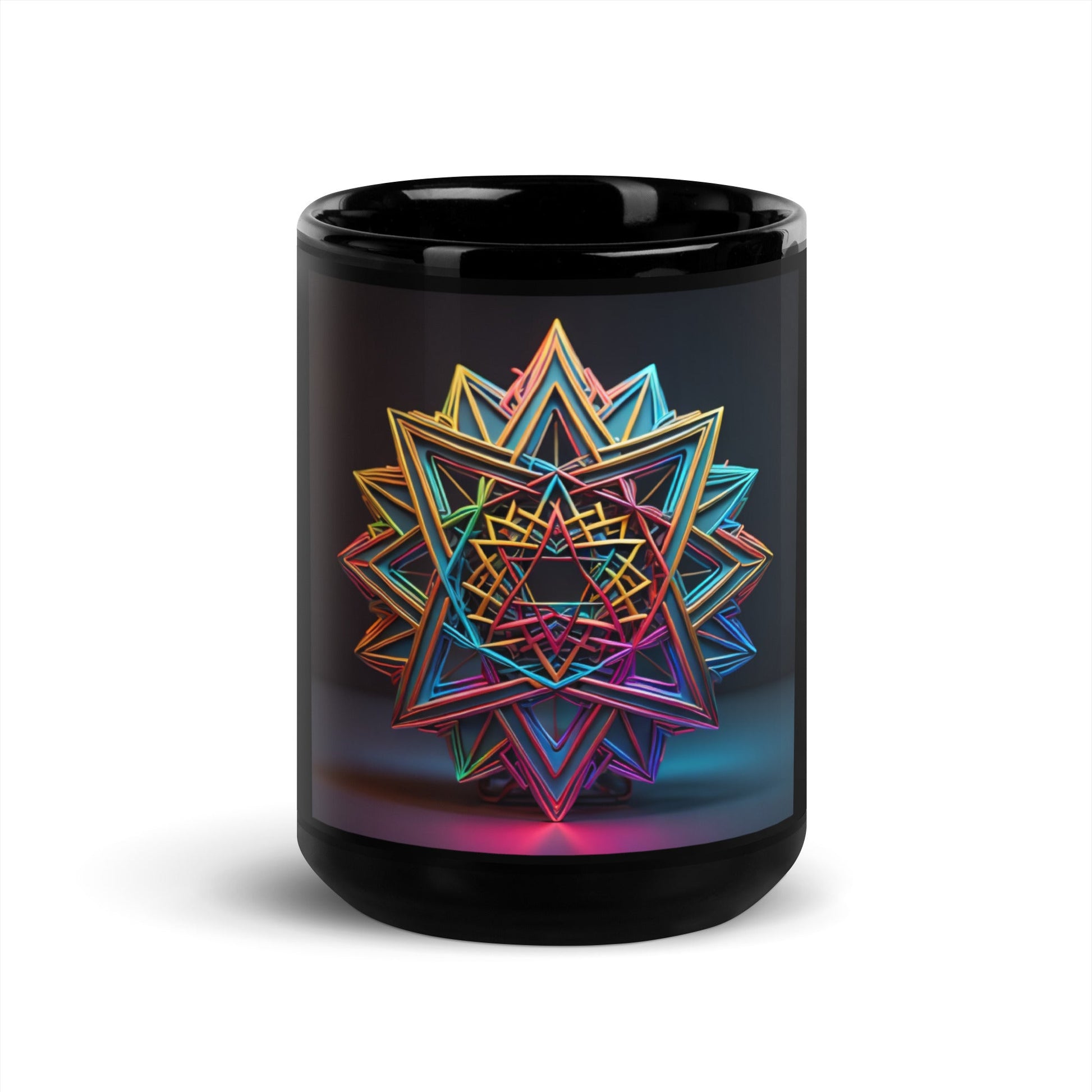 Futuristic Shine| Star of David | Black Glossy Mug