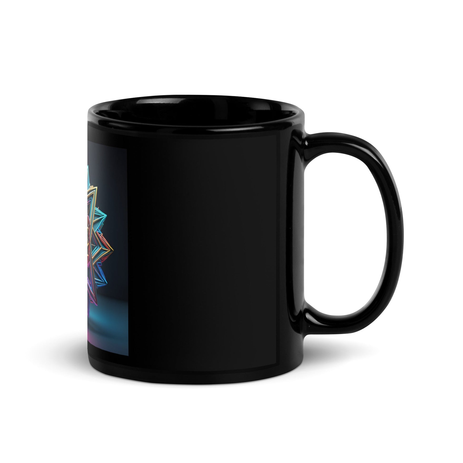 Futuristic Shine| Star of David | Black Glossy Mug