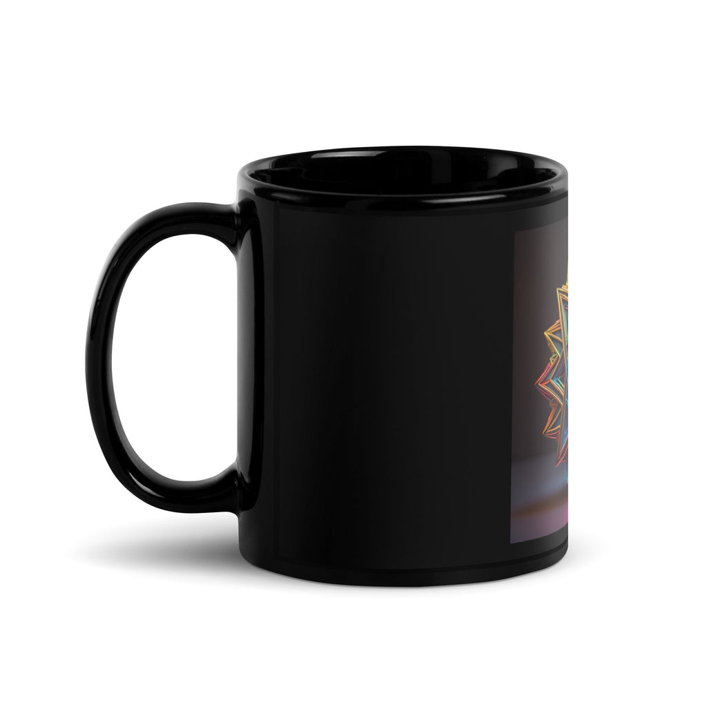 Futuristic Shine| Star of David | Black Glossy Mug