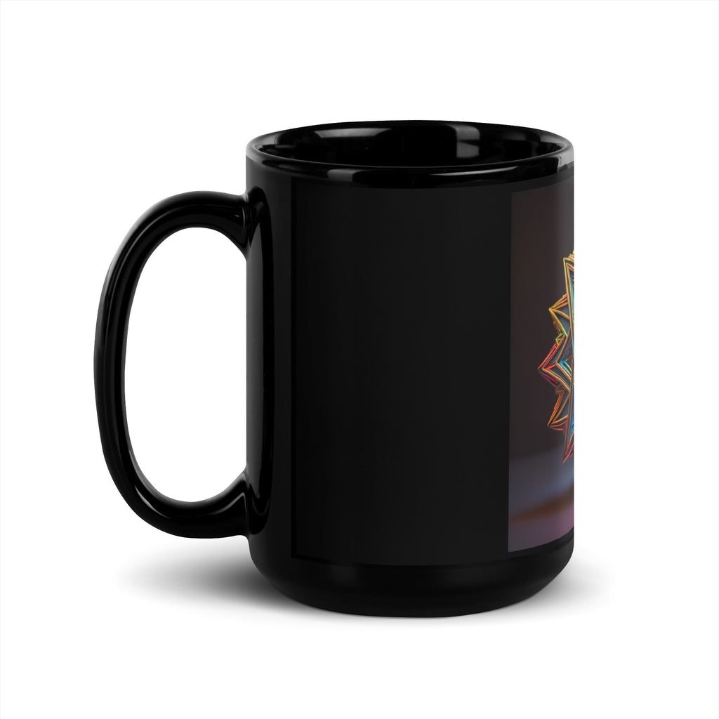 Futuristic Shine| Star of David | Black Glossy Mug