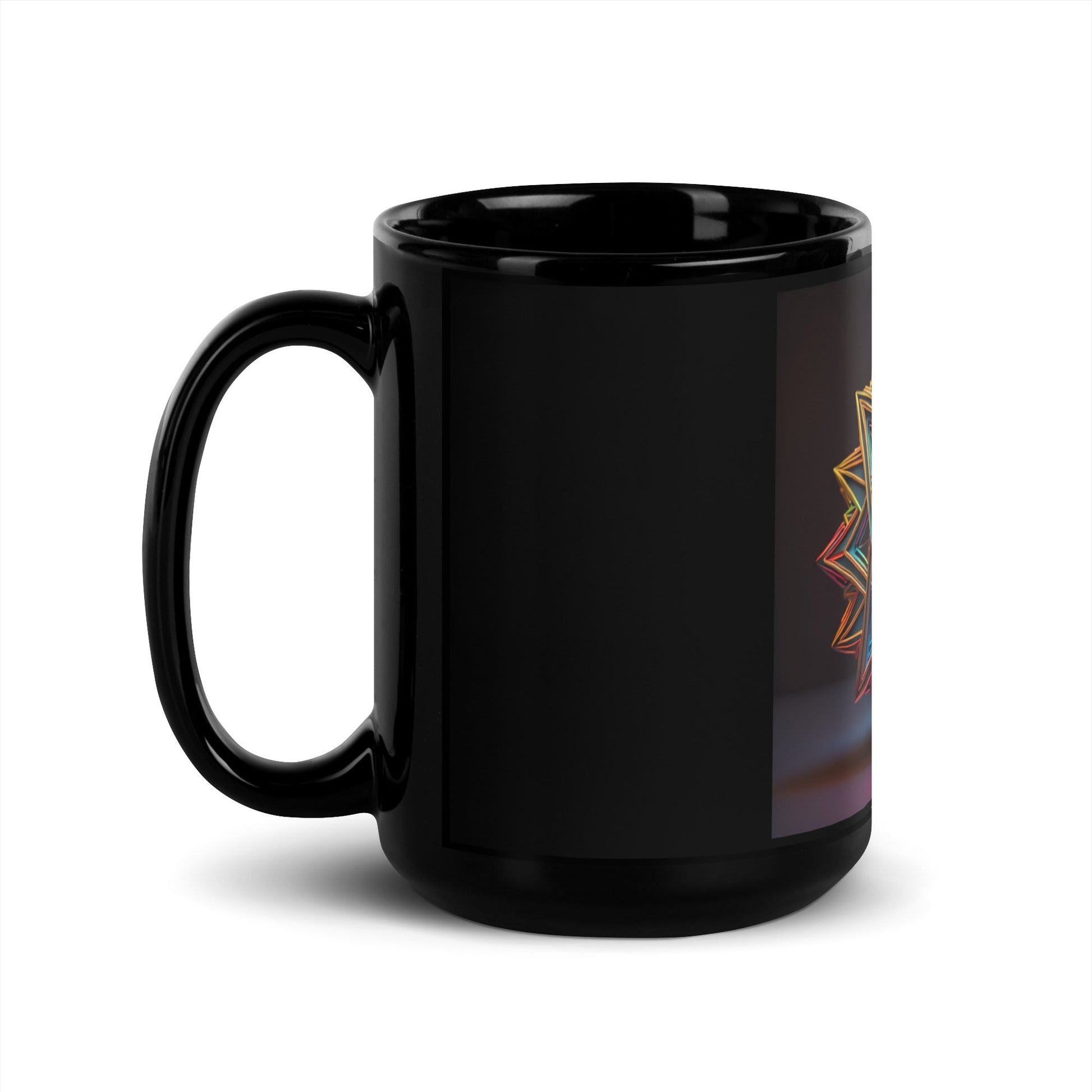 Futuristic Shine| Star of David | Black Glossy Mug