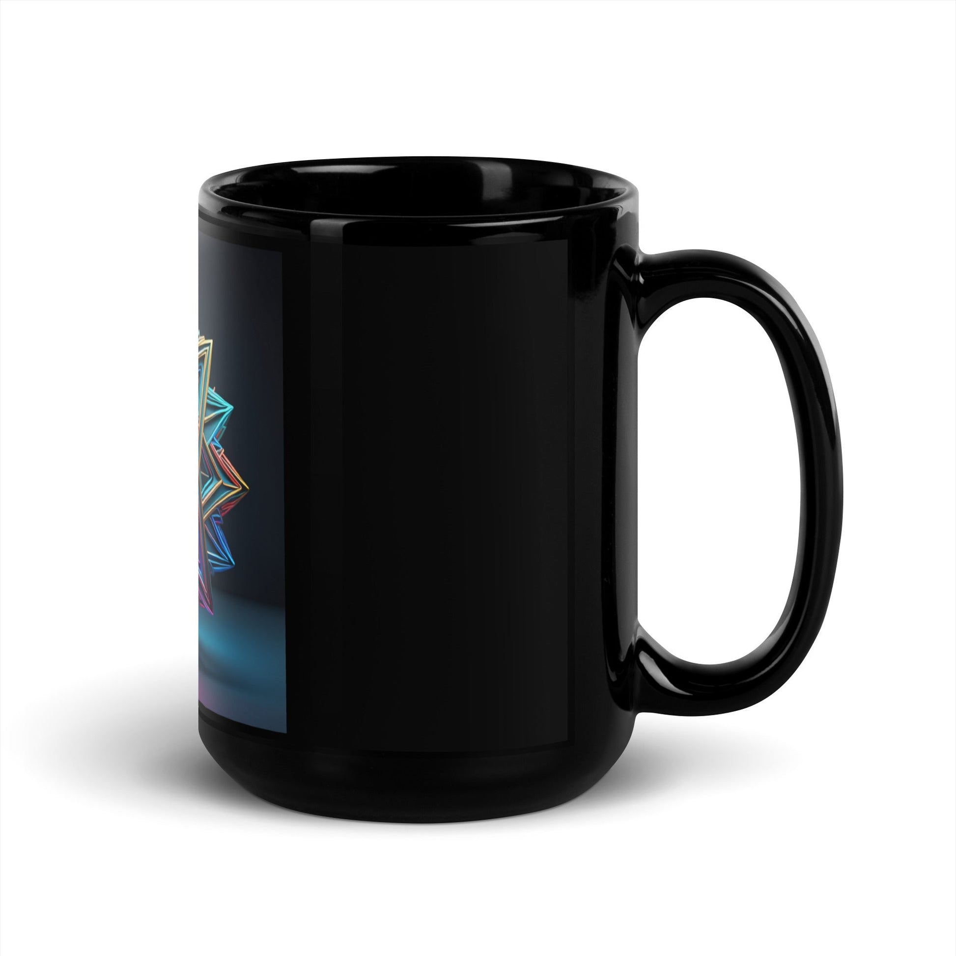 Futuristic Shine| Star of David | Black Glossy Mug