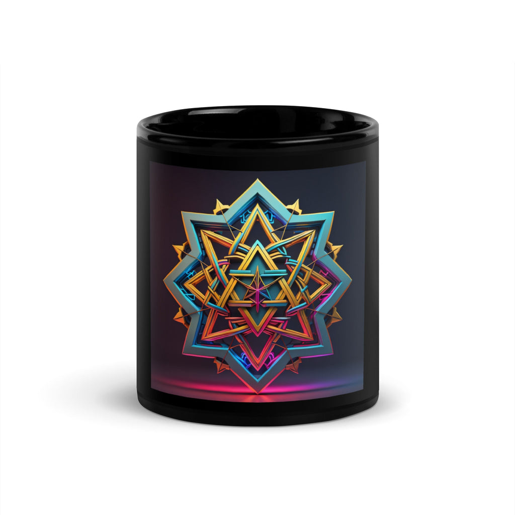 Futuristic Shine| Star of David | Black Glossy Mug