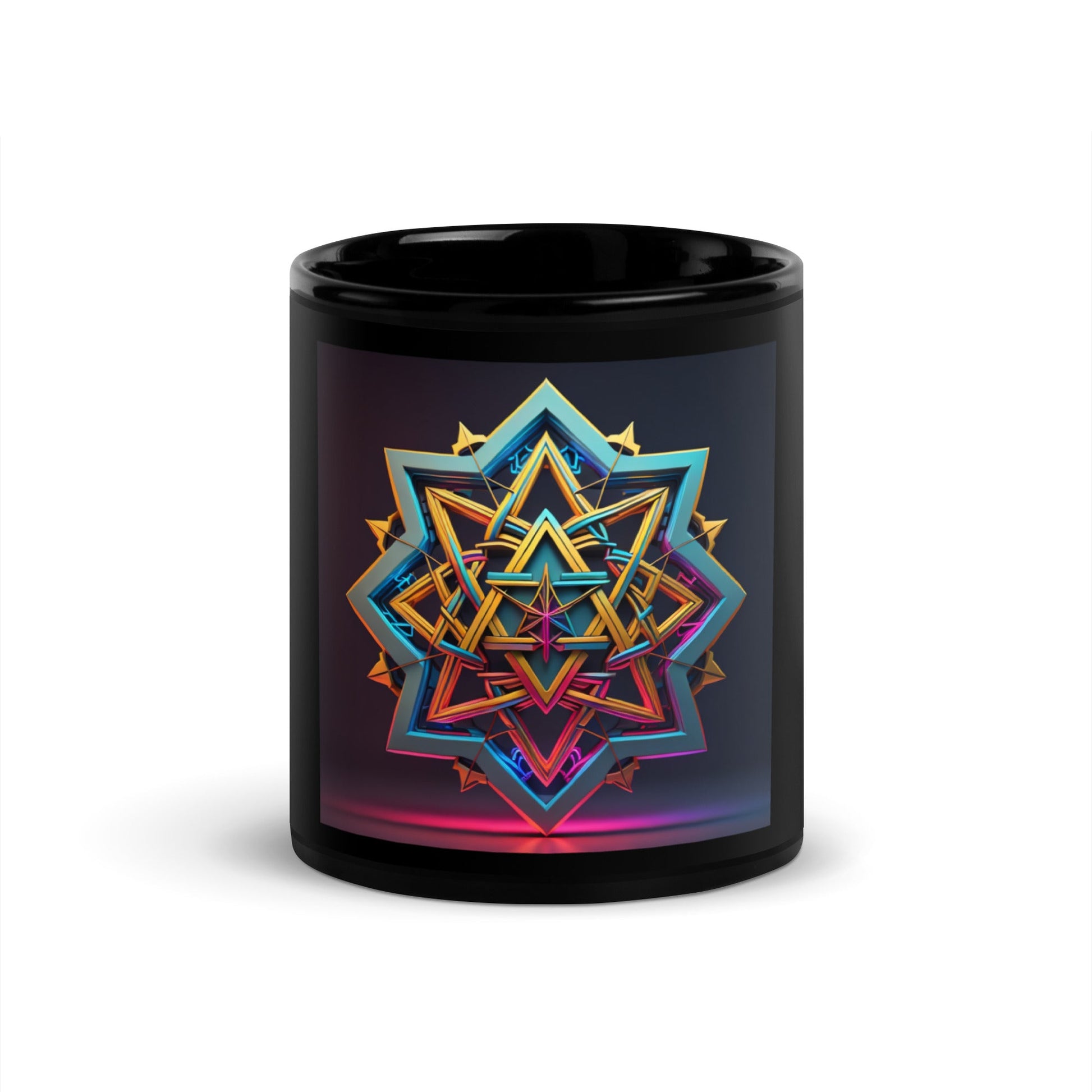 Futuristic Shine| Star of David | Black Glossy Mug