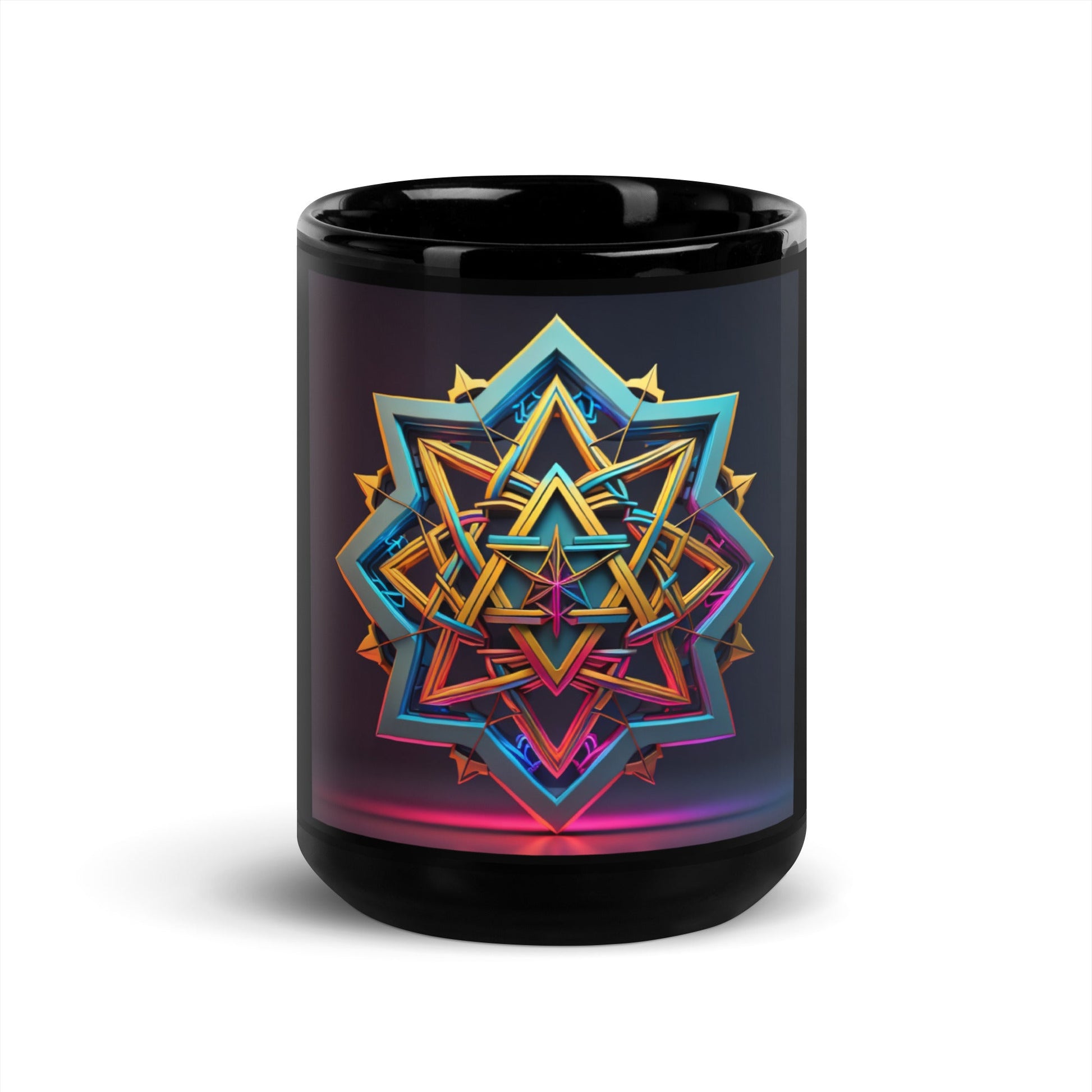 Futuristic Shine| Star of David | Black Glossy Mug