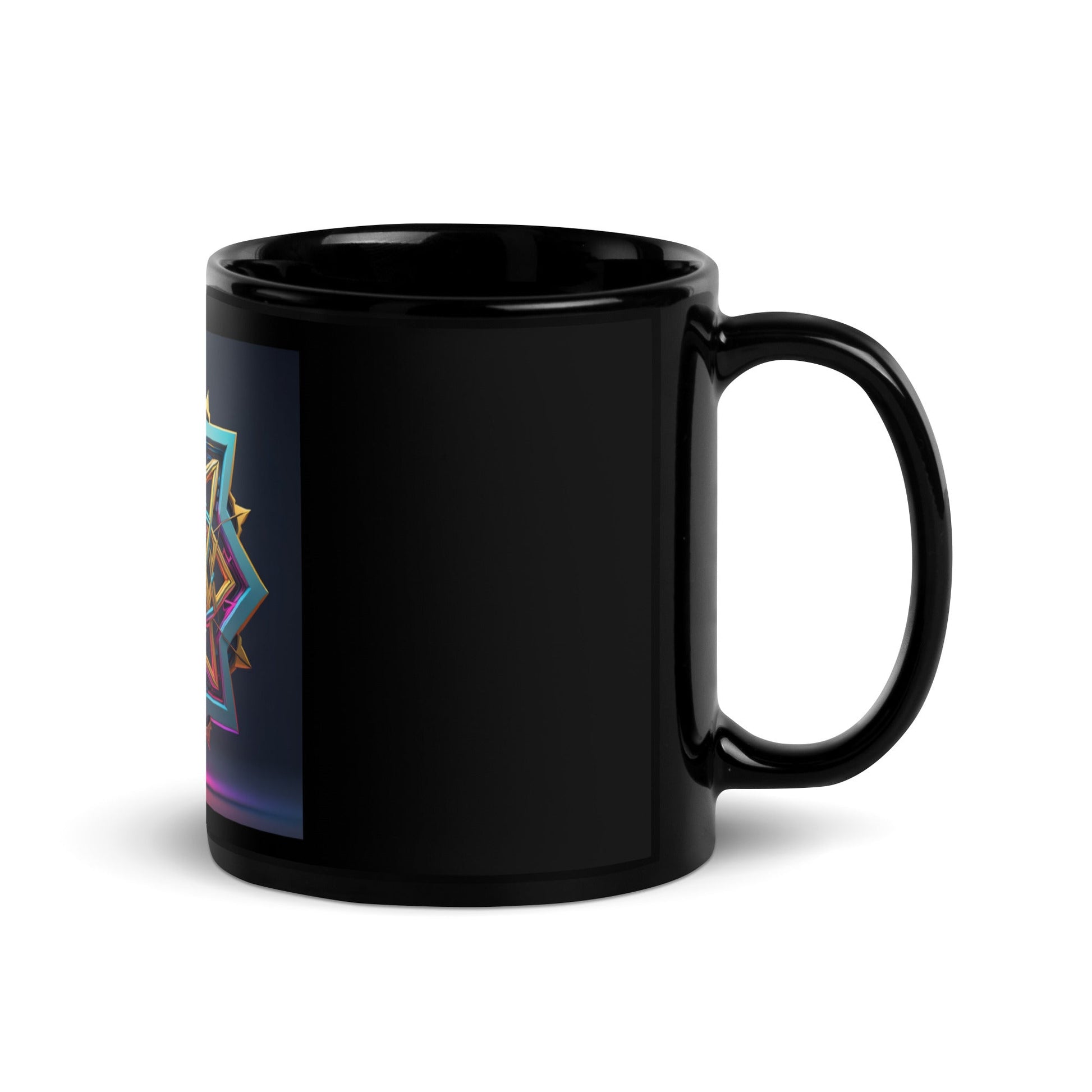 Futuristic Shine| Star of David | Black Glossy Mug