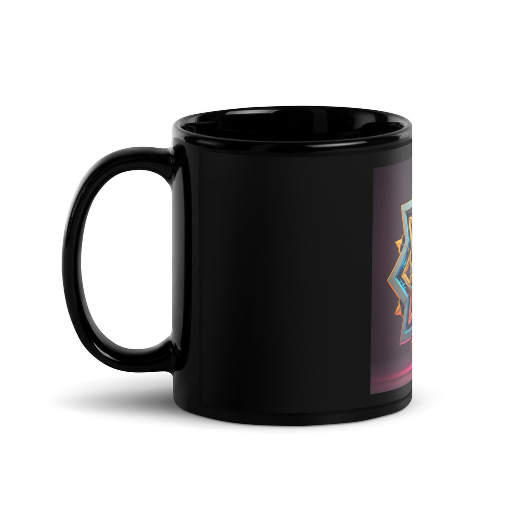 Futuristic Shine| Star of David | Black Glossy Mug