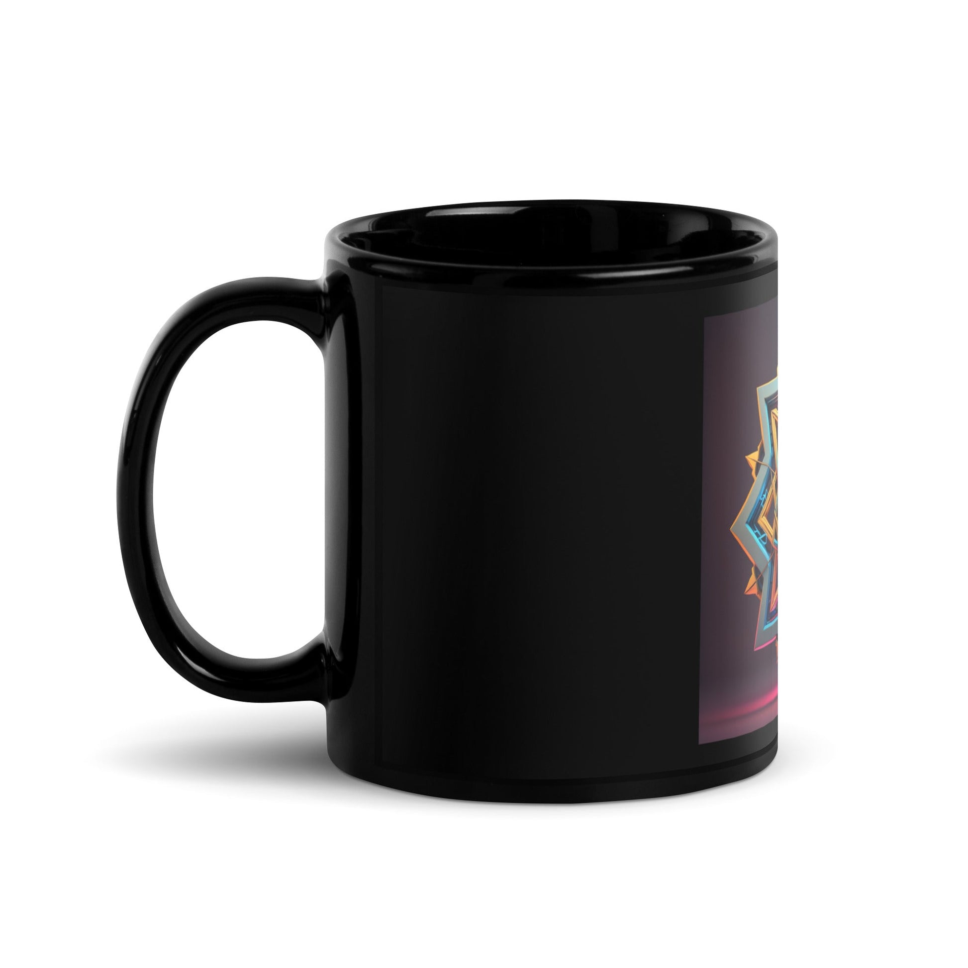 Futuristic Shine| Star of David | Black Glossy Mug